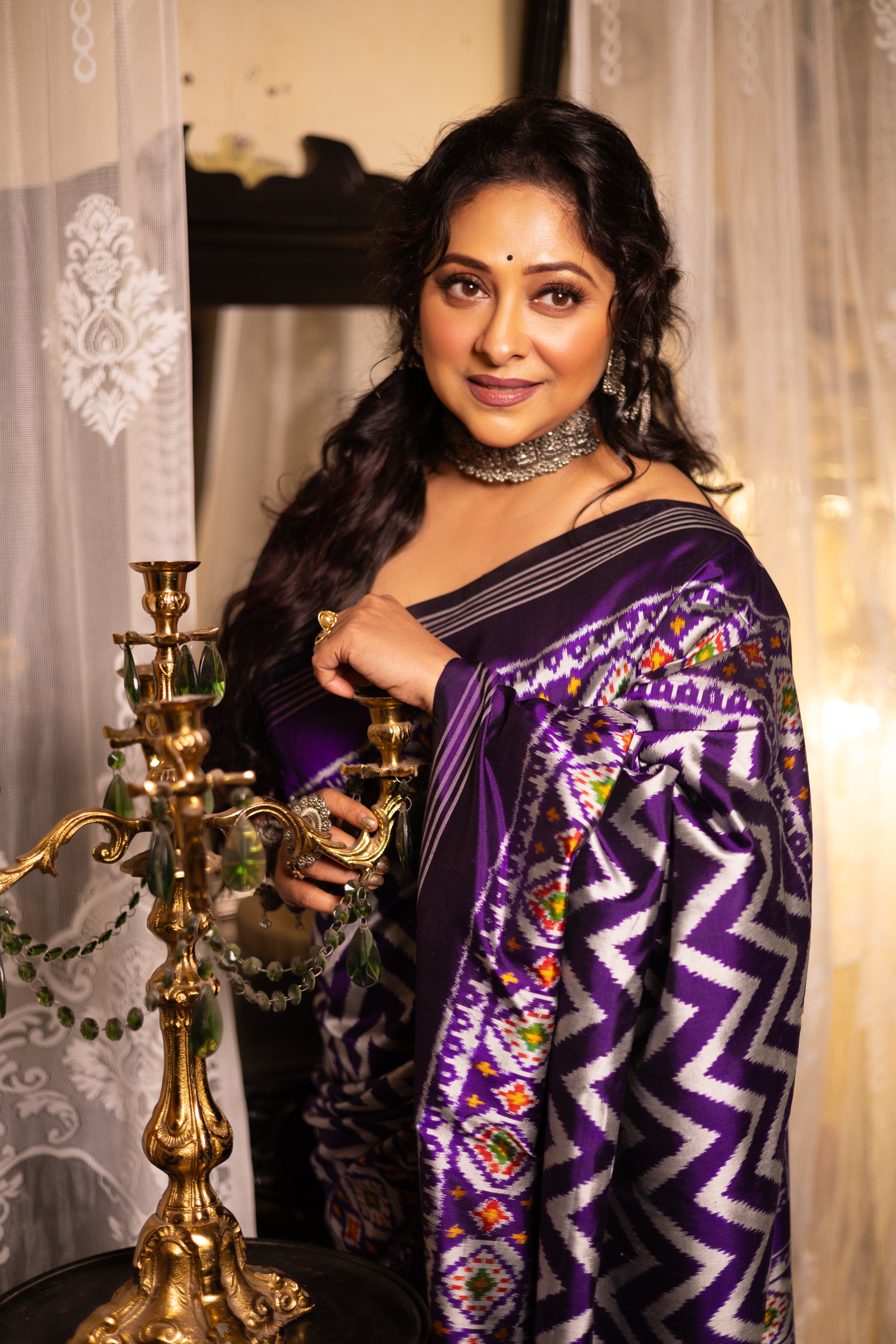 The Royal Violet Ikat: Timeless Craftsmanship in Pure Silk