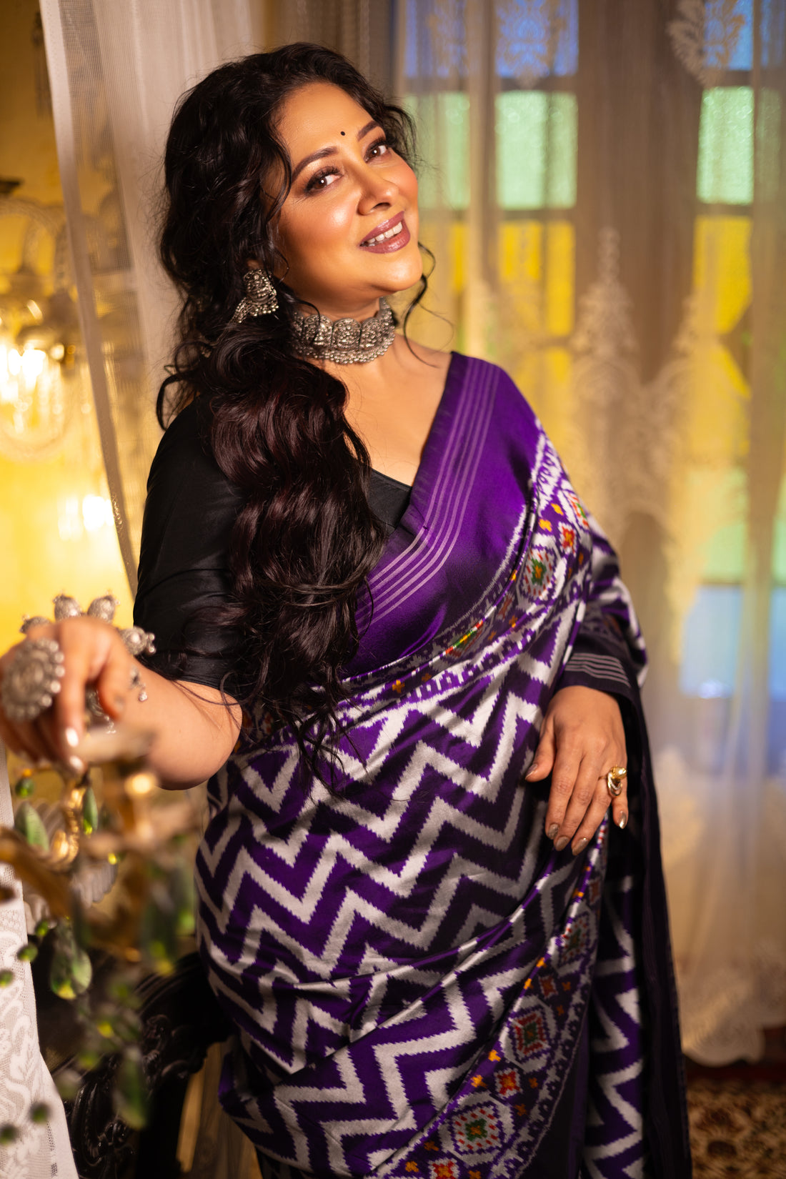 The Royal Violet Ikat: Timeless Craftsmanship in Pure Silk