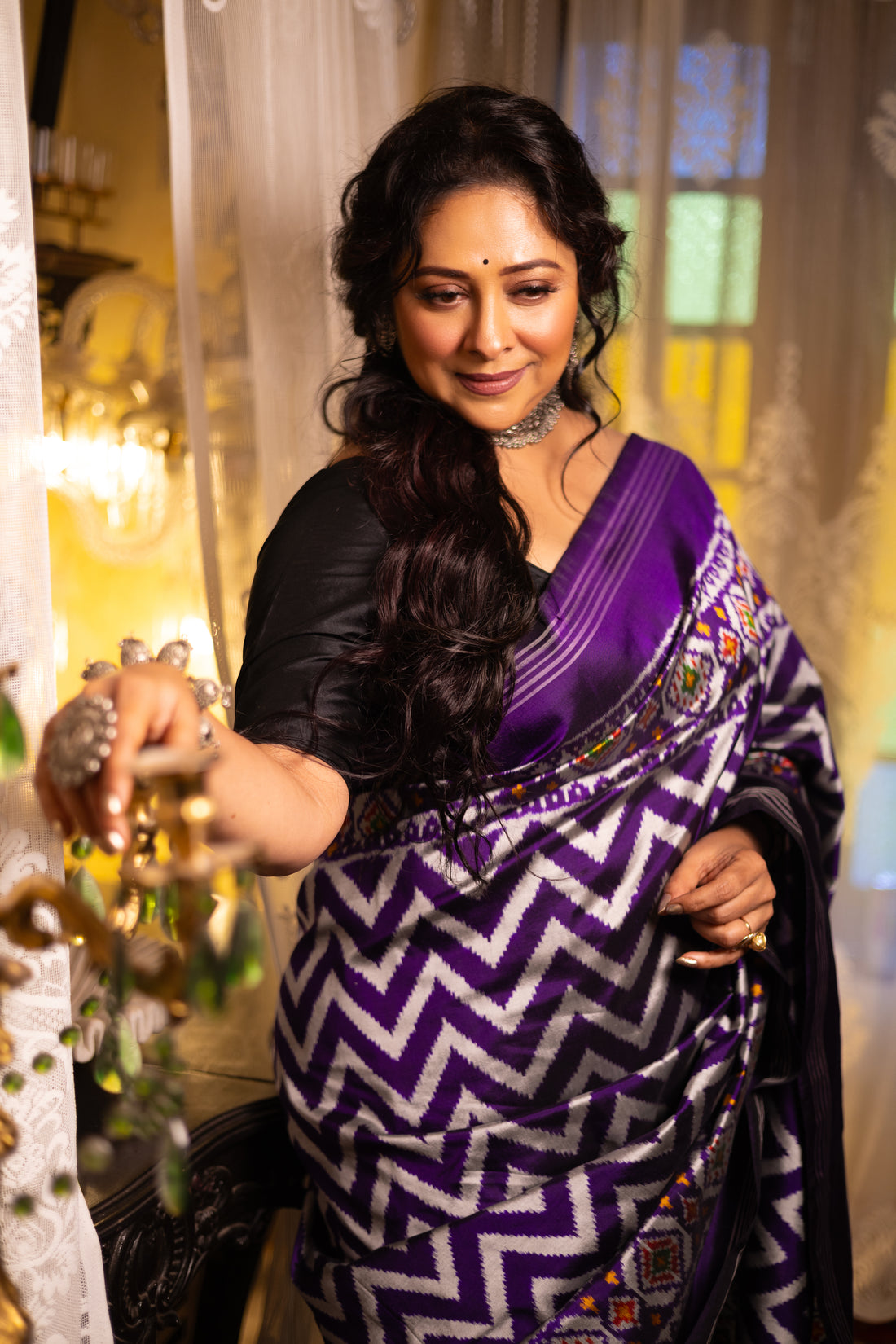 The Royal Violet Ikat: Timeless Craftsmanship in Pure Silk