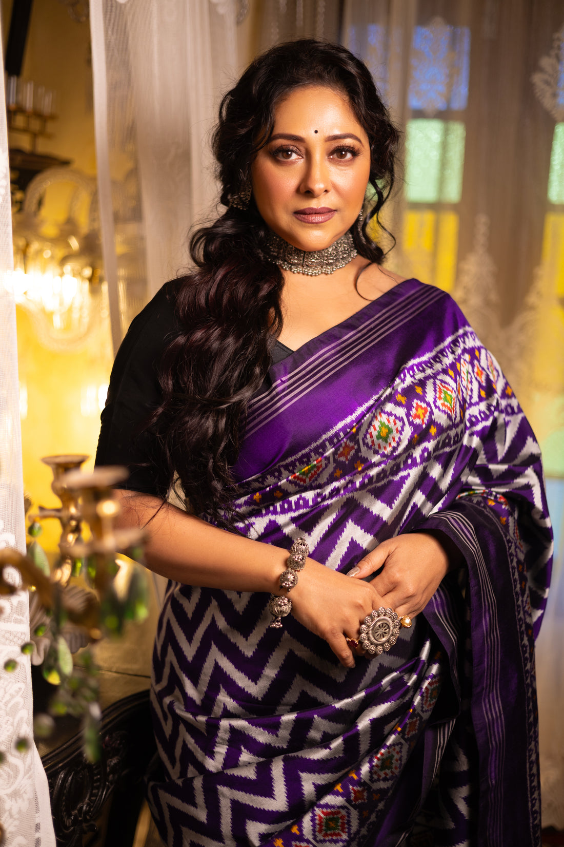 The Royal Violet Ikat: Timeless Craftsmanship in Pure Silk