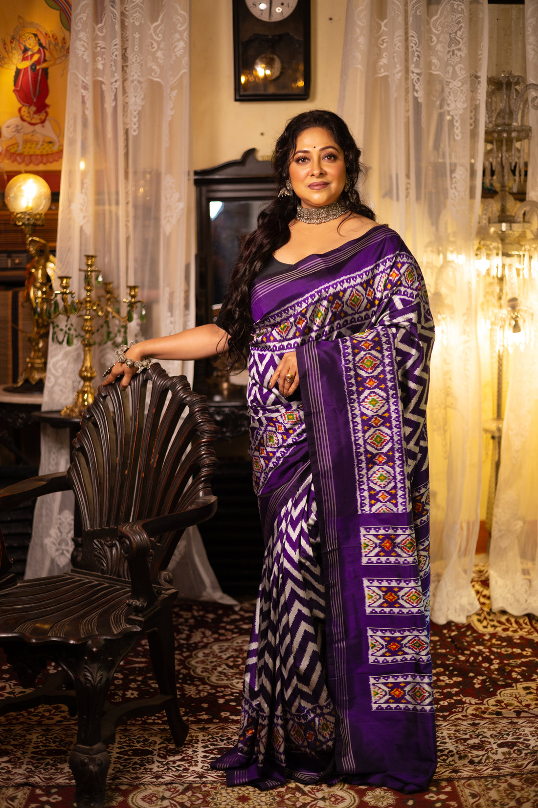 The Royal Violet Ikat: Timeless Craftsmanship in Pure Silk