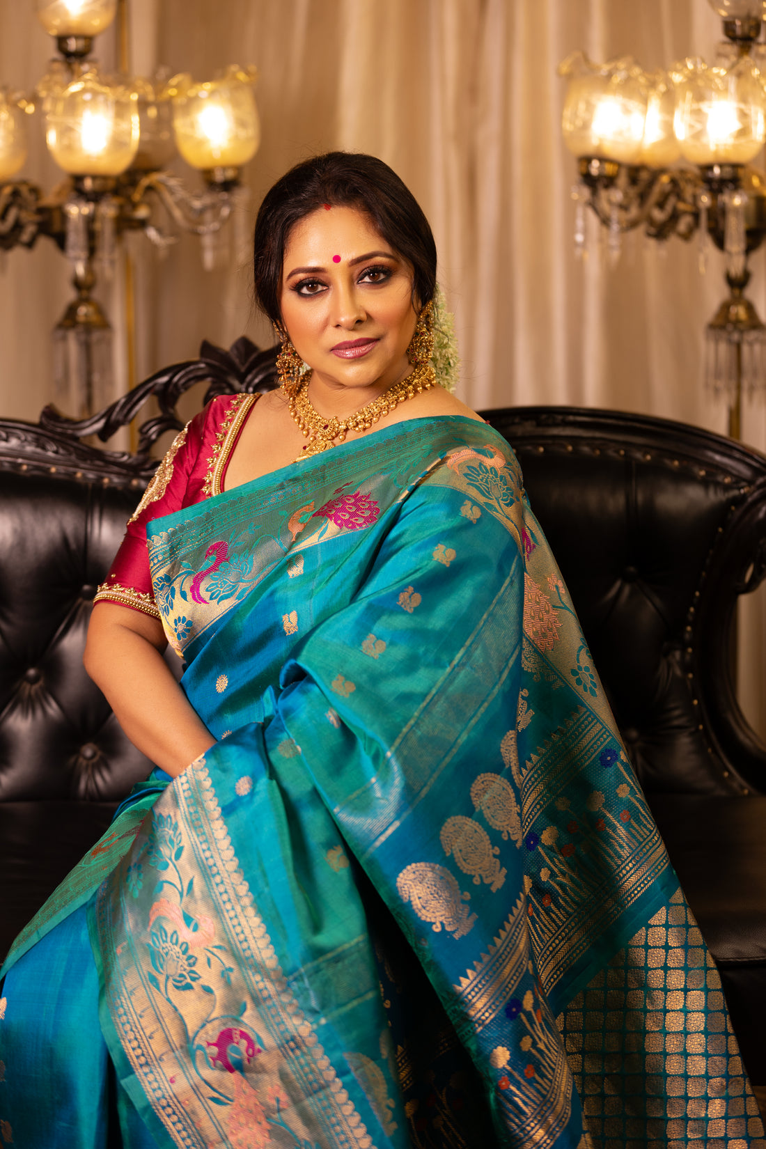 Teal Opulence: The Brocade of Royal Celebrations