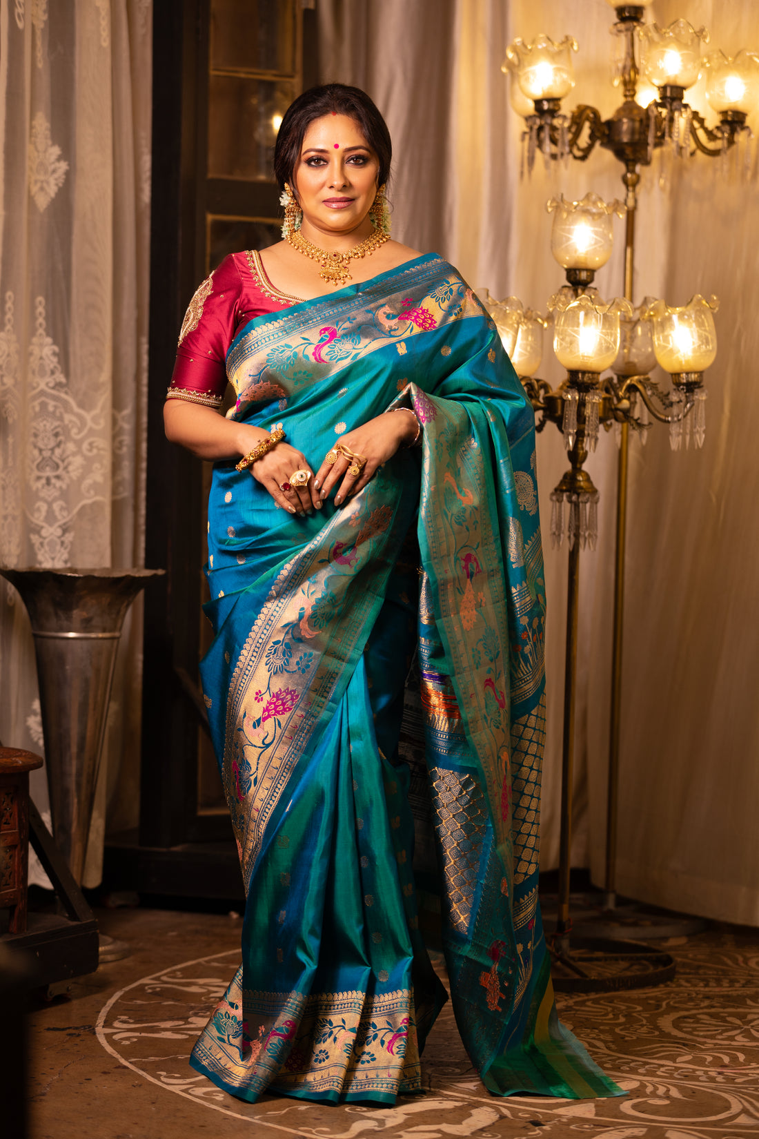 Teal Opulence: The Brocade of Royal Celebrations