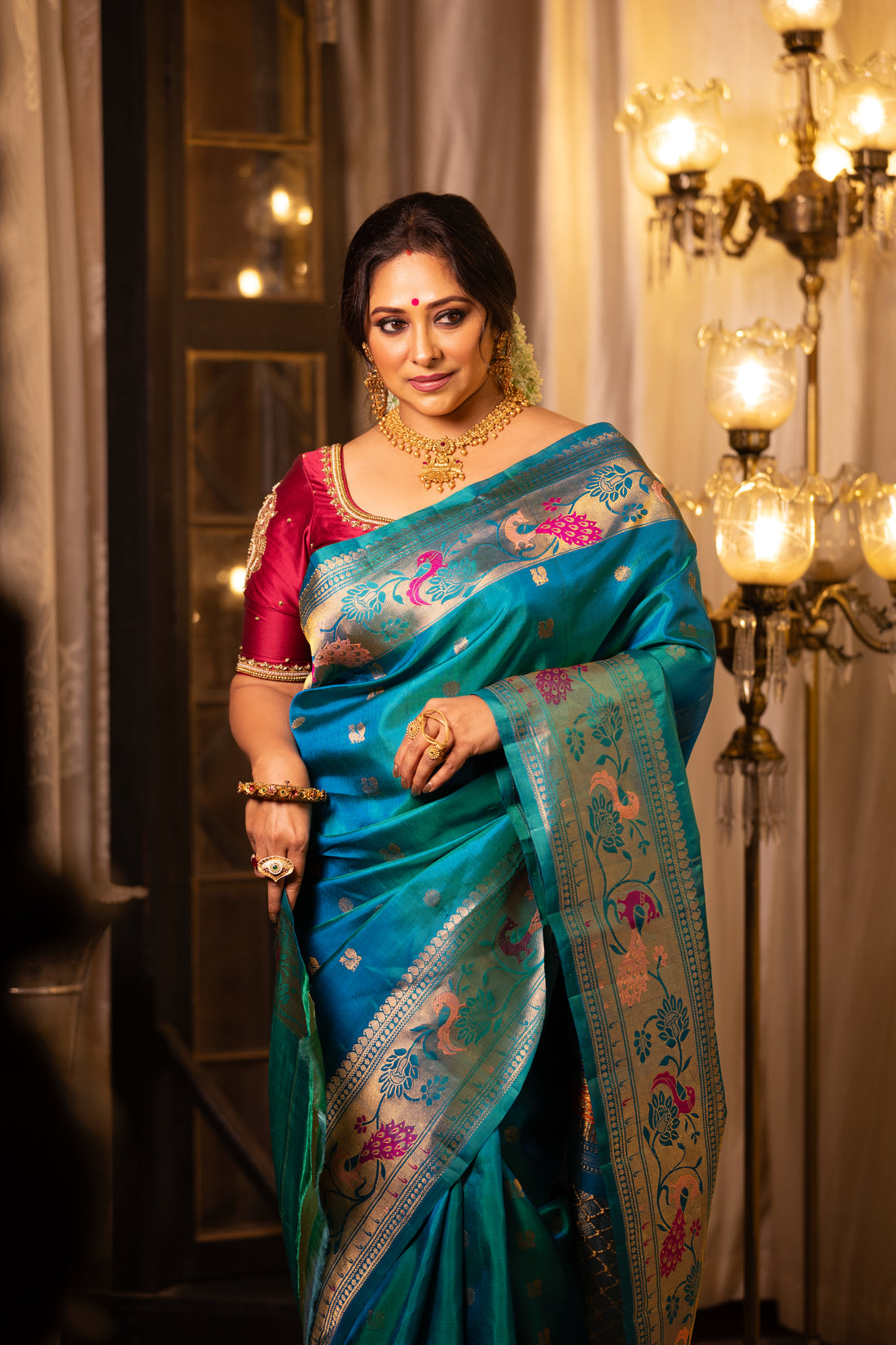 Teal Opulence: The Brocade of Royal Celebrations