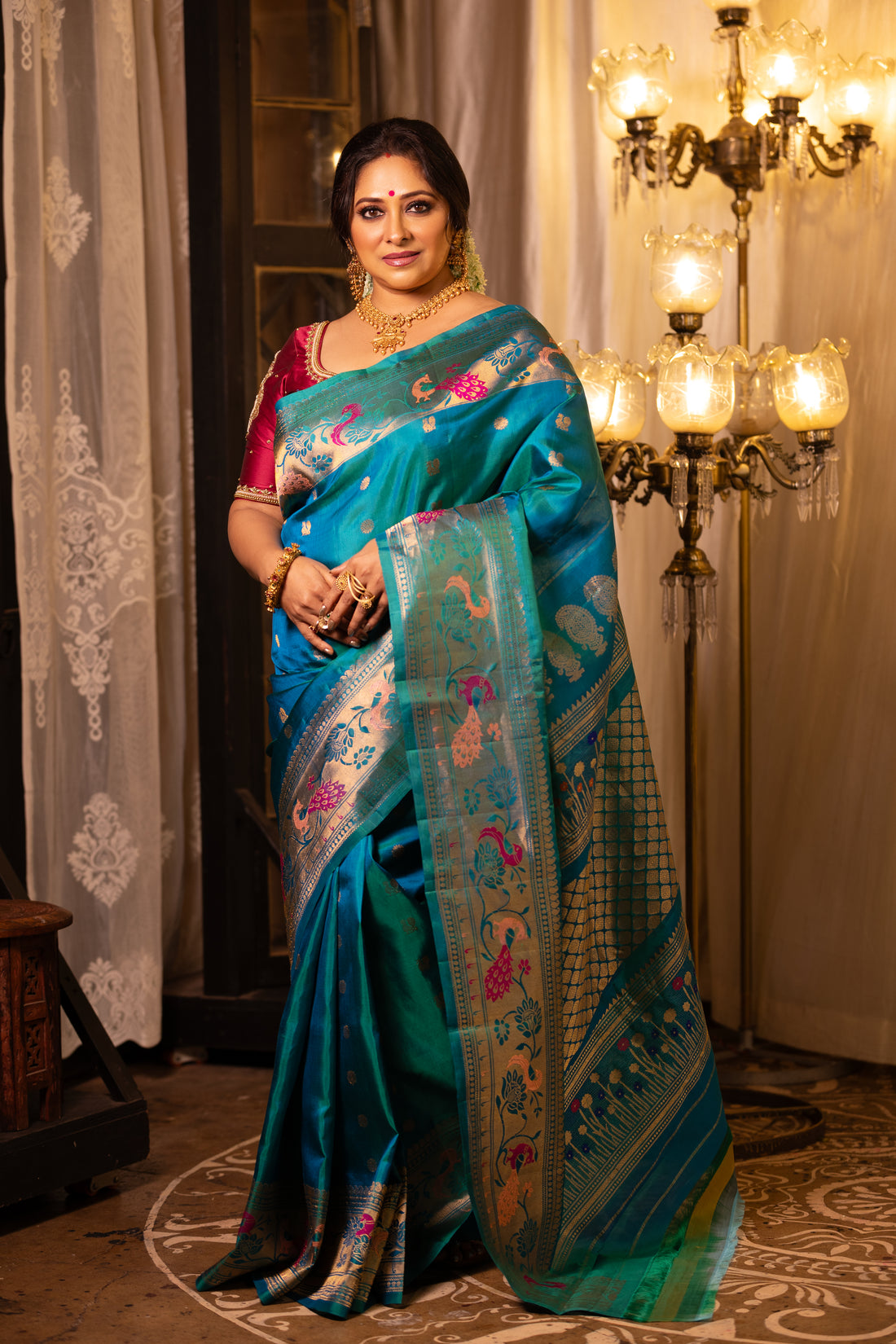 Teal Opulence: The Brocade of Royal Celebrations
