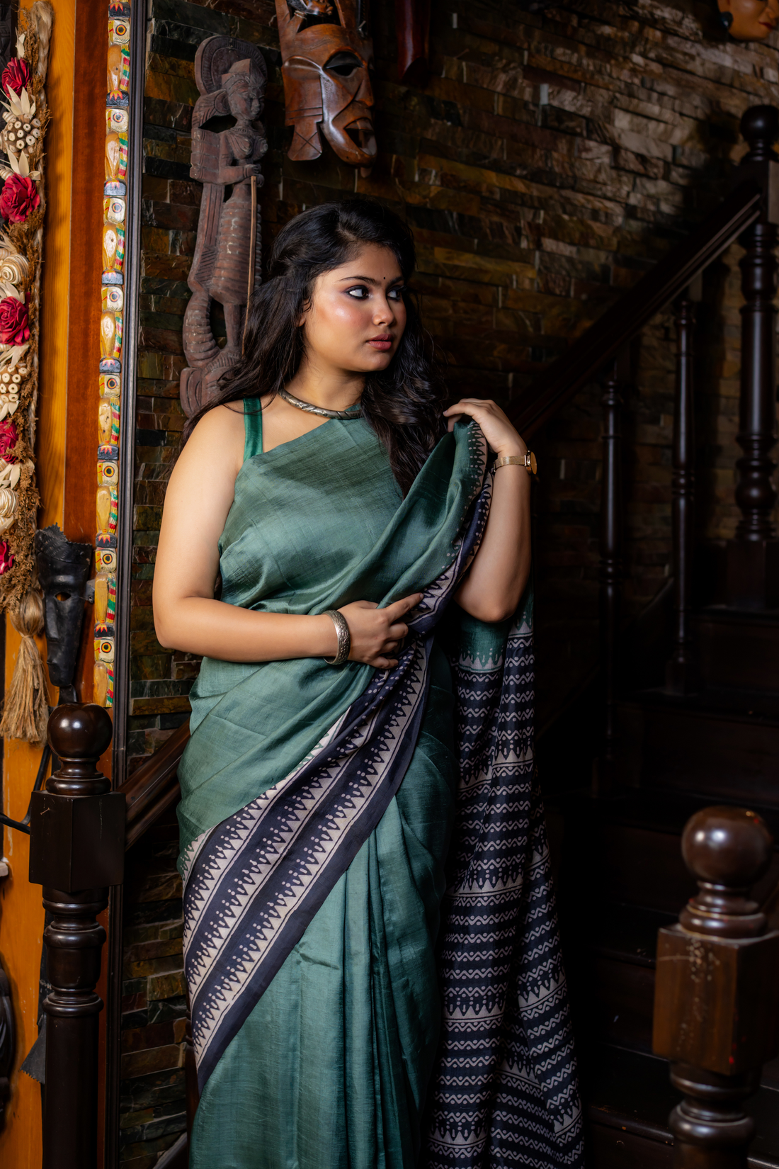 Emerald Whisper Handwoven Silk Saree — A Harmony of Subtle Elegance