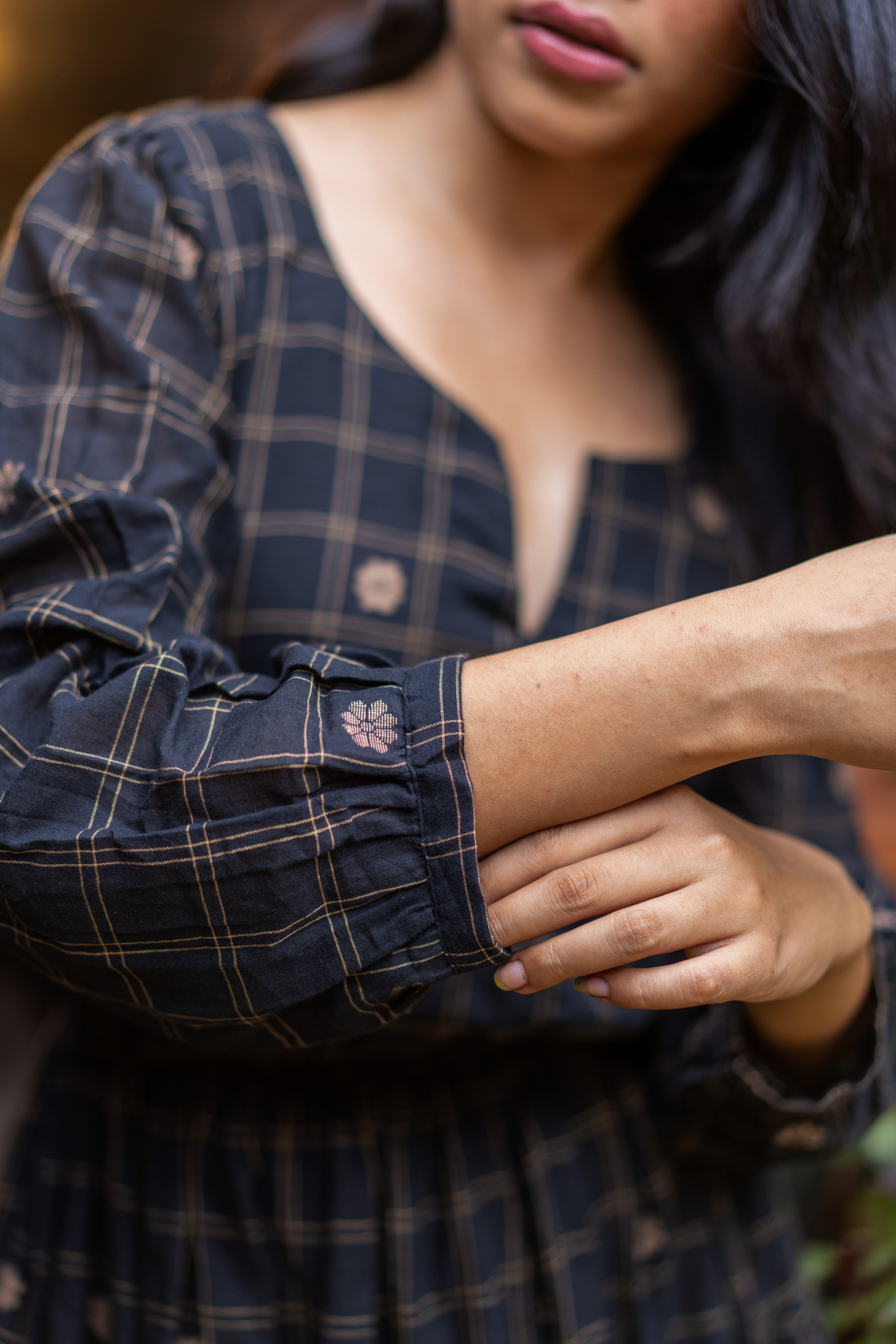 Midnight Grid Cotton Dress: The Subtle Charm of Everyday Craft