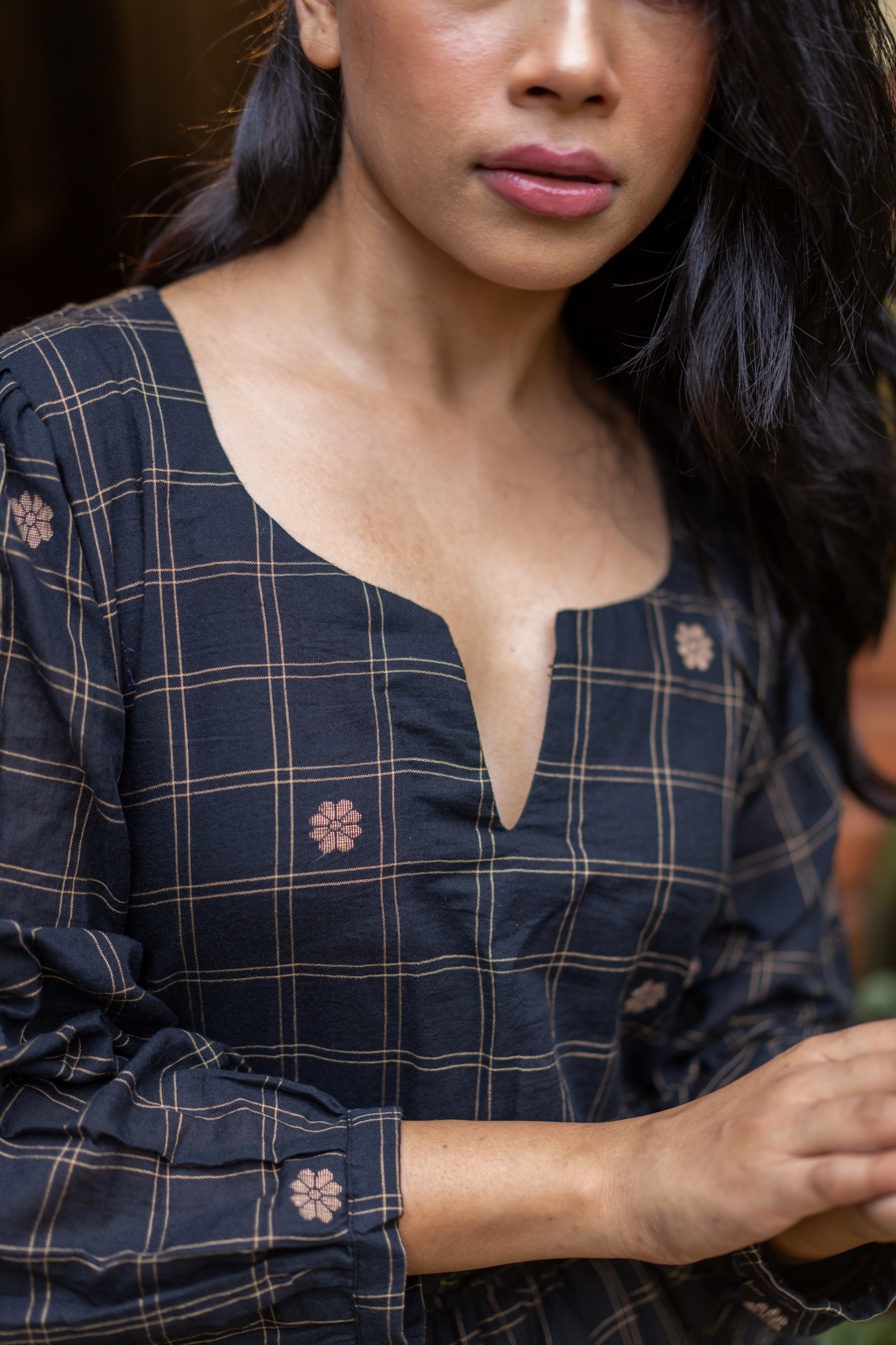 Midnight Grid Cotton Dress: The Subtle Charm of Everyday Craft