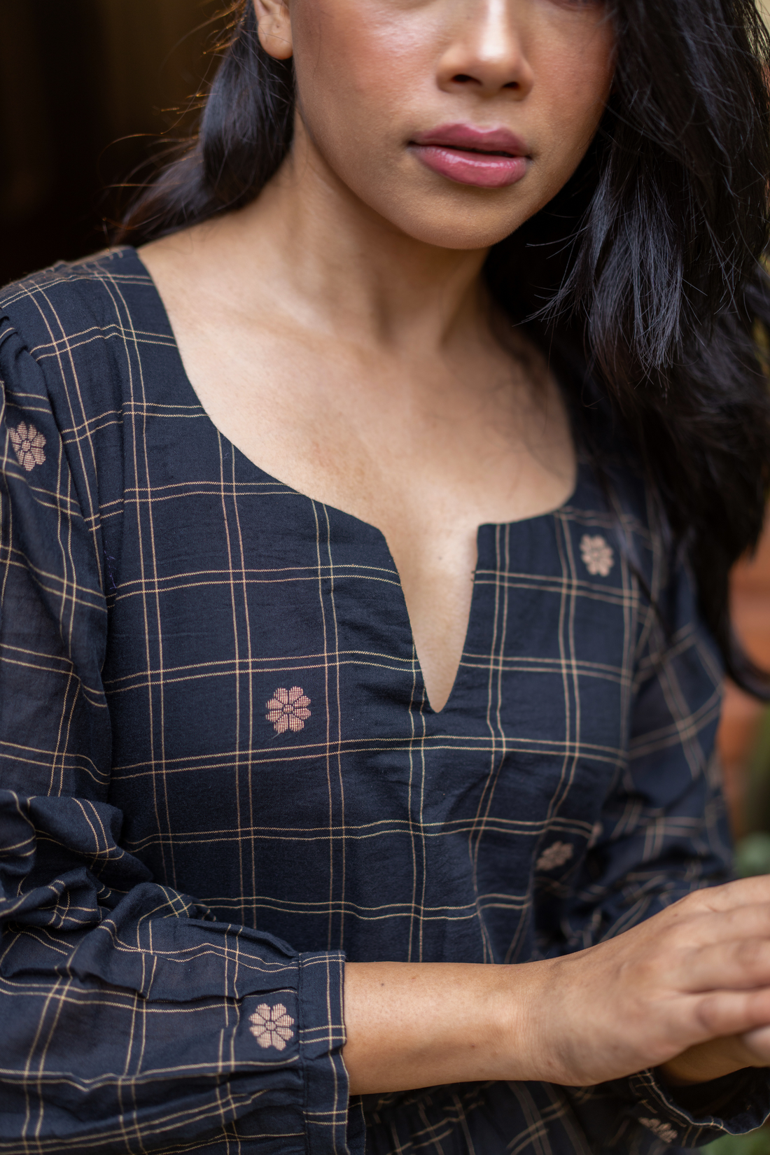 Midnight Grid Cotton Dress: The Subtle Charm of Everyday Craft