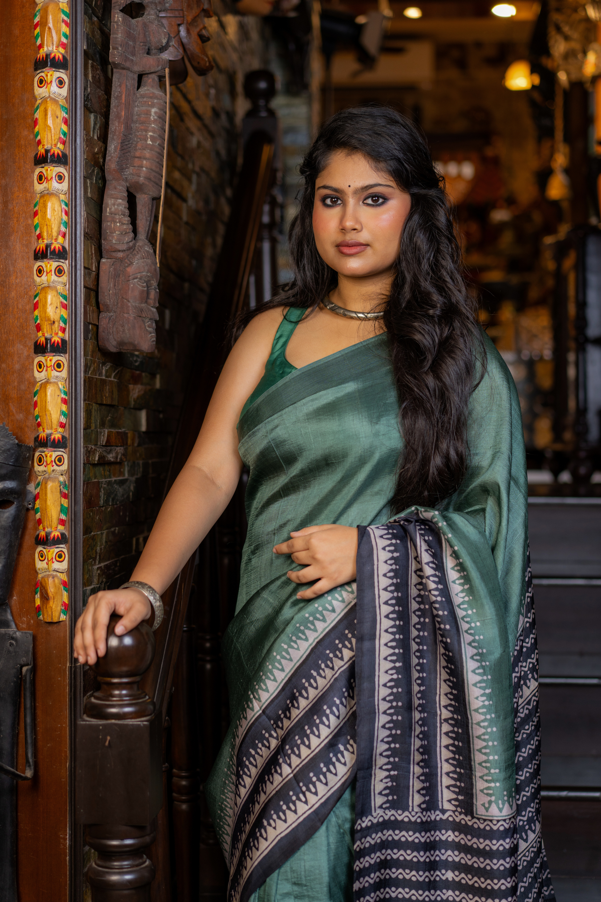 Emerald Whisper Handwoven Silk Saree — A Harmony of Subtle Elegance