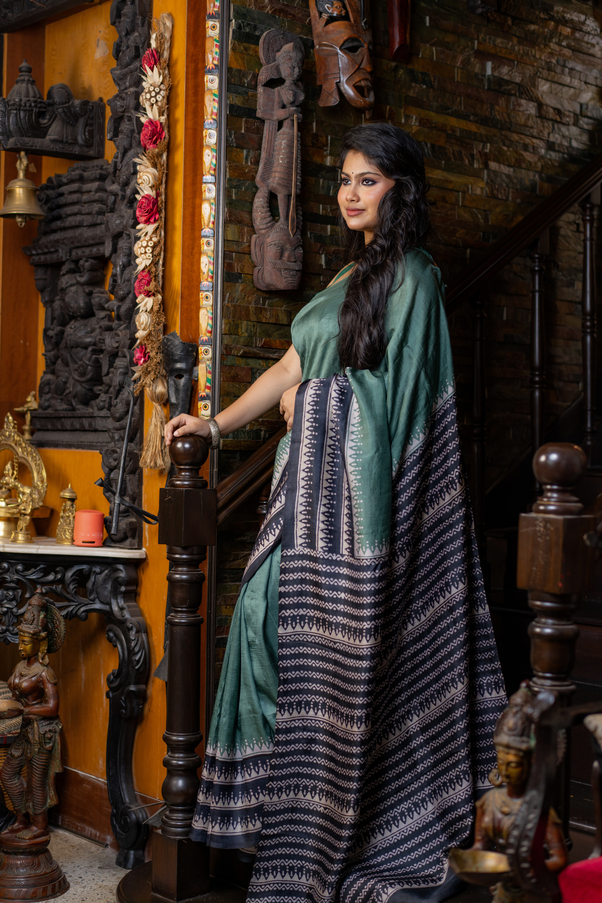 Emerald Whisper Handwoven Silk Saree — A Harmony of Subtle Elegance