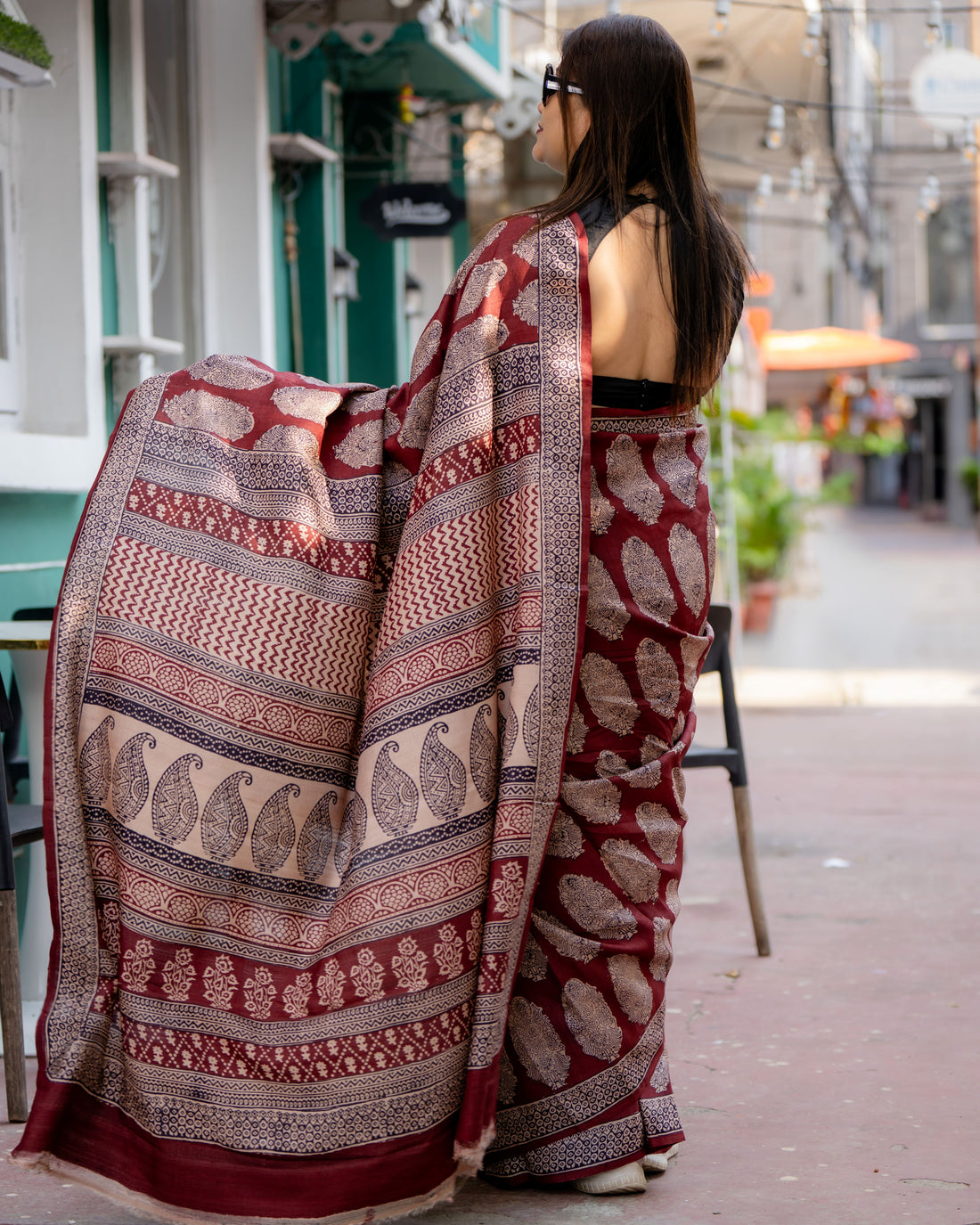 Royal Maroon Siuli Batik Silk Saree