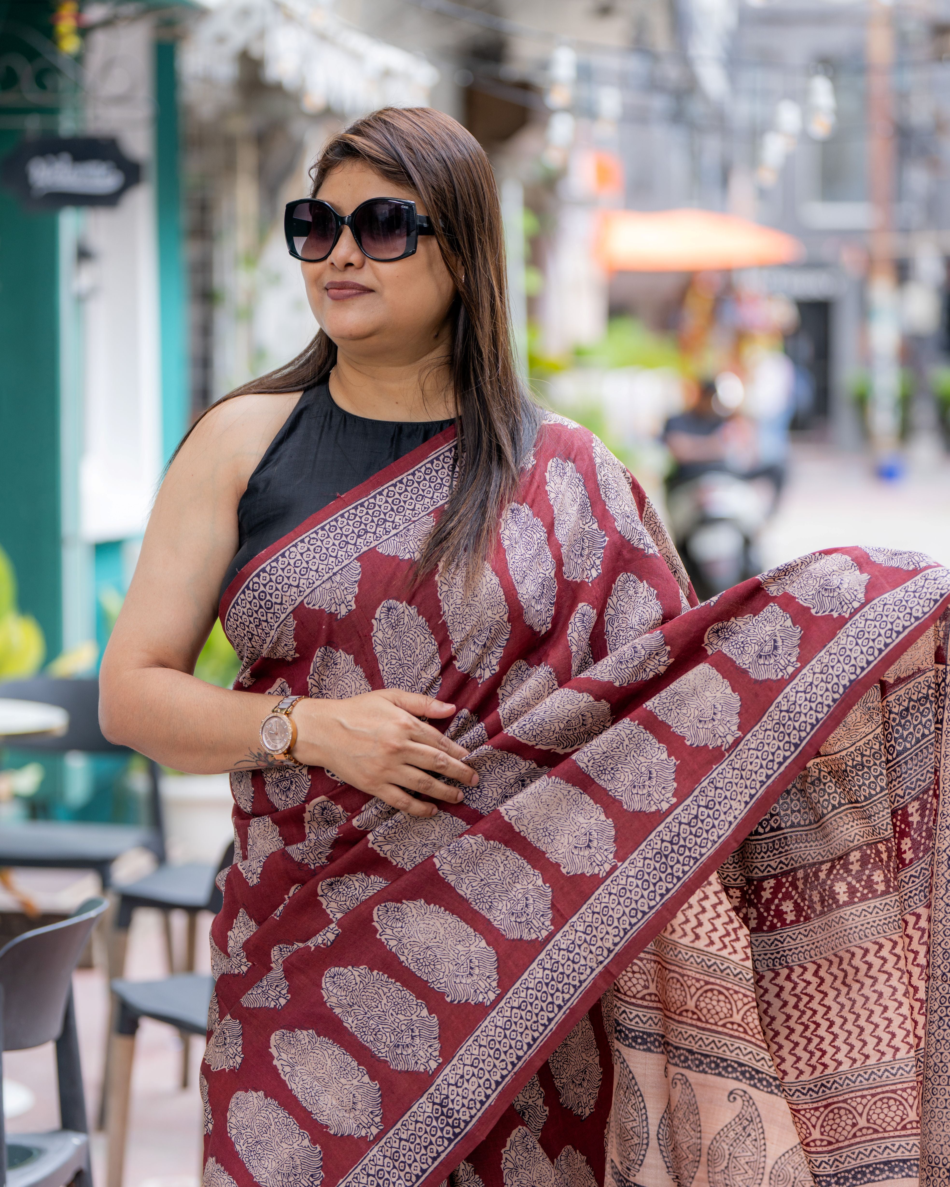 Royal Maroon Siuli Batik Silk Saree