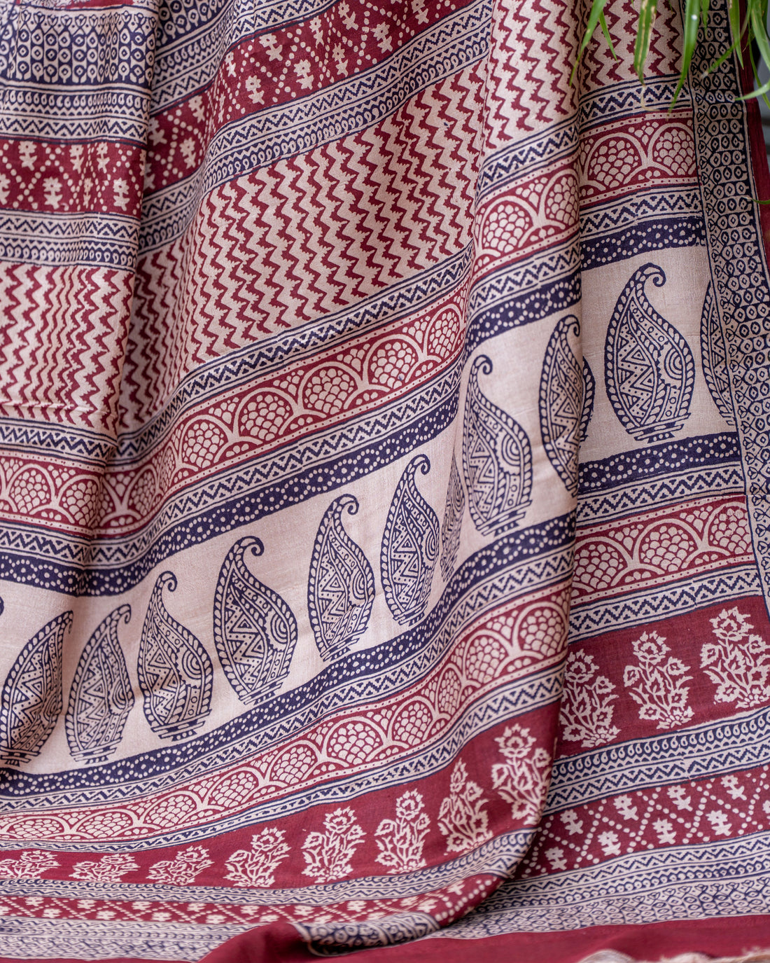 Royal Maroon Siuli Batik Silk Saree