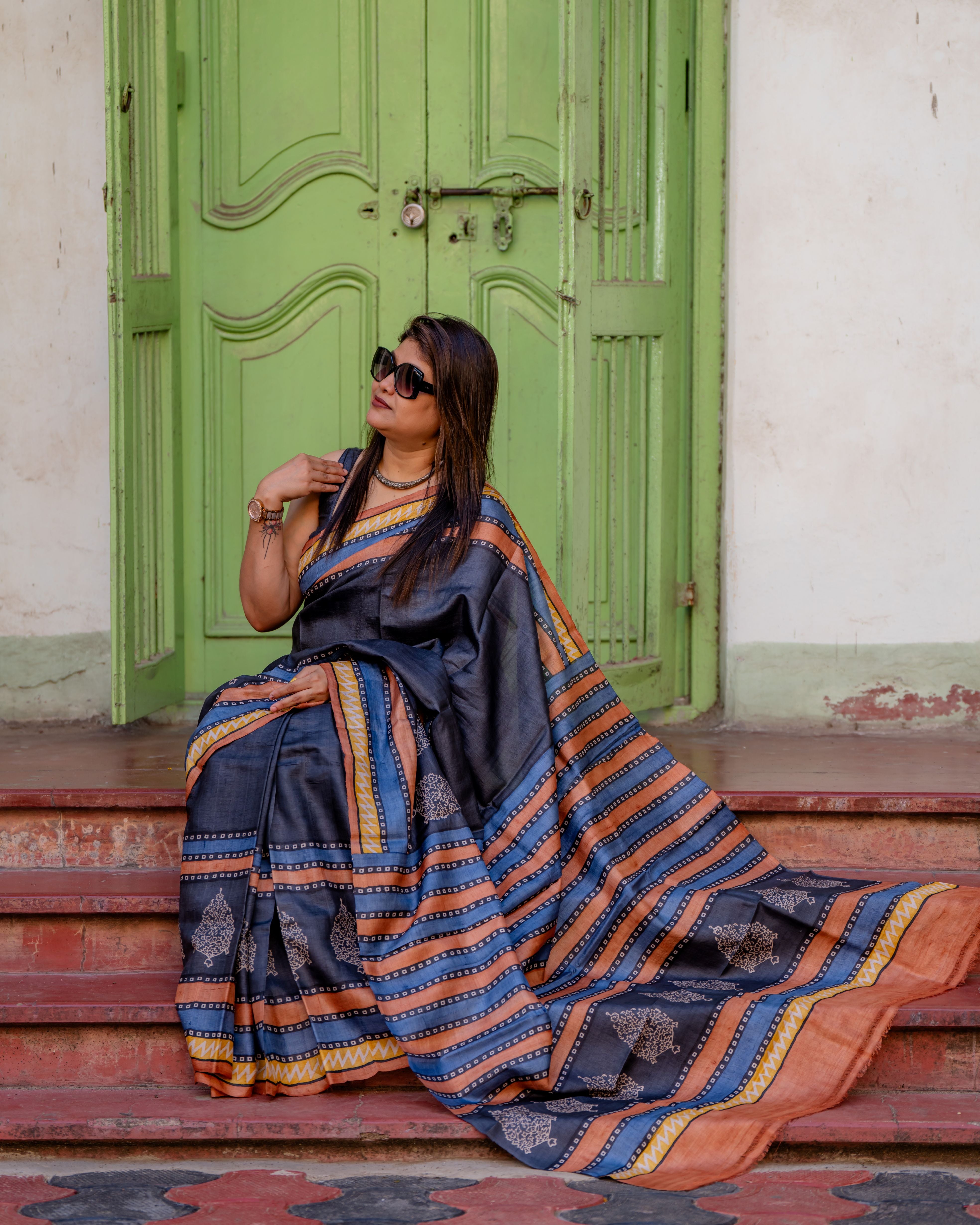 Neelambara Siuli Batik Pure Silk Saree