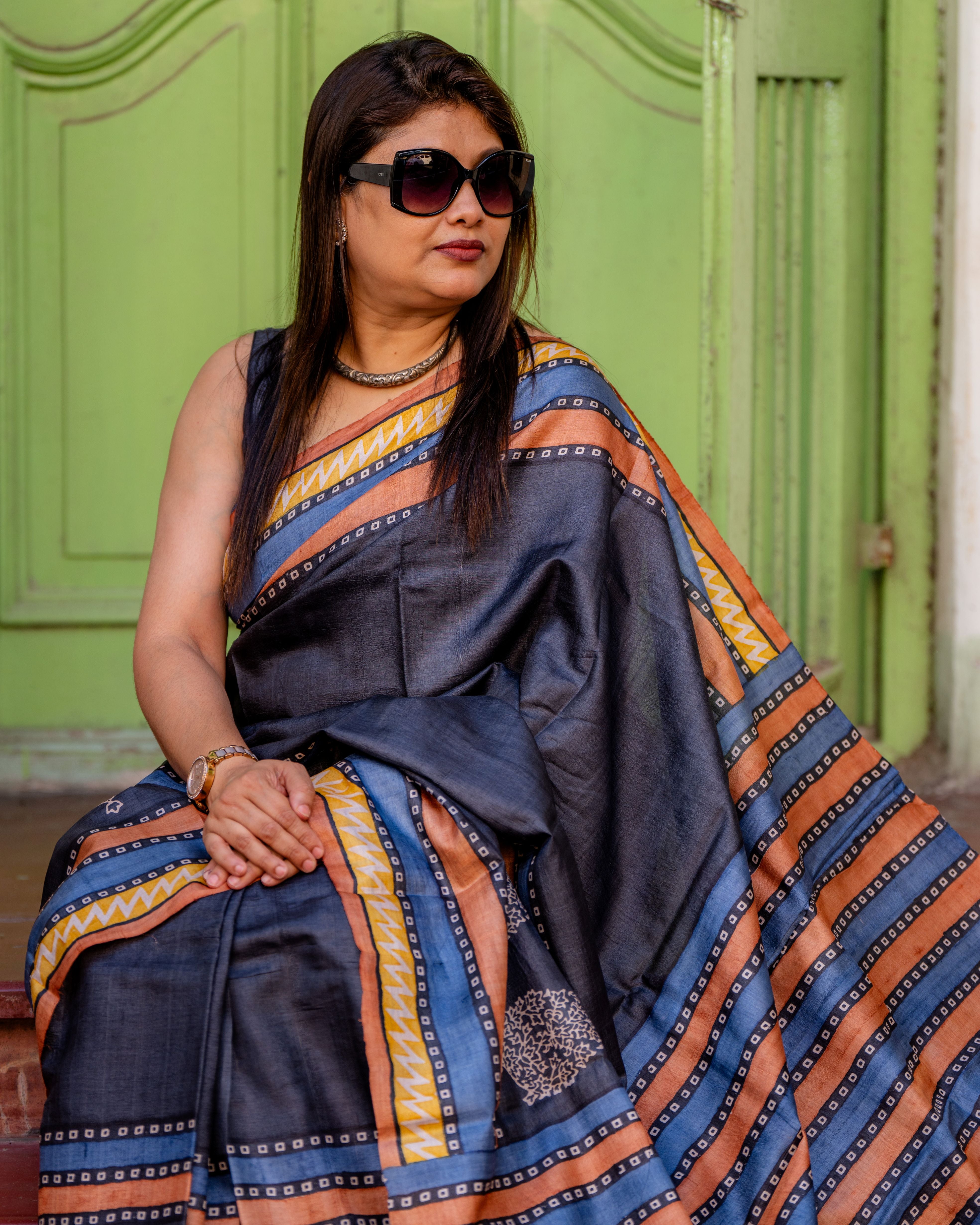 Neelambara Siuli Batik Pure Silk Saree