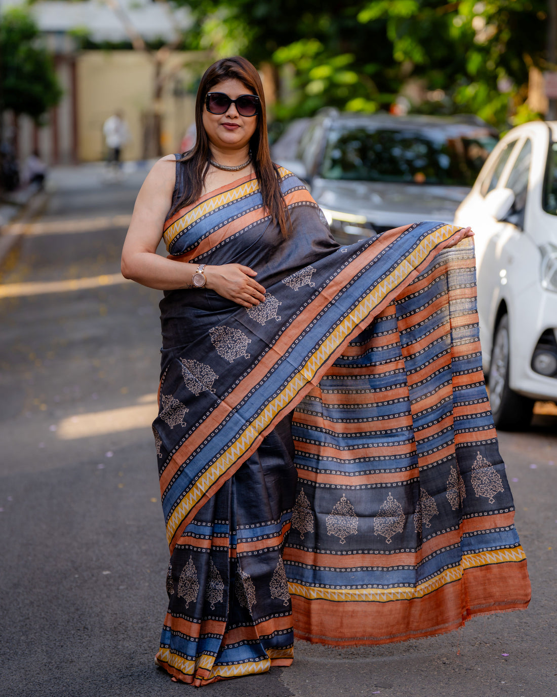 Neelambara Siuli Batik Pure Silk Saree