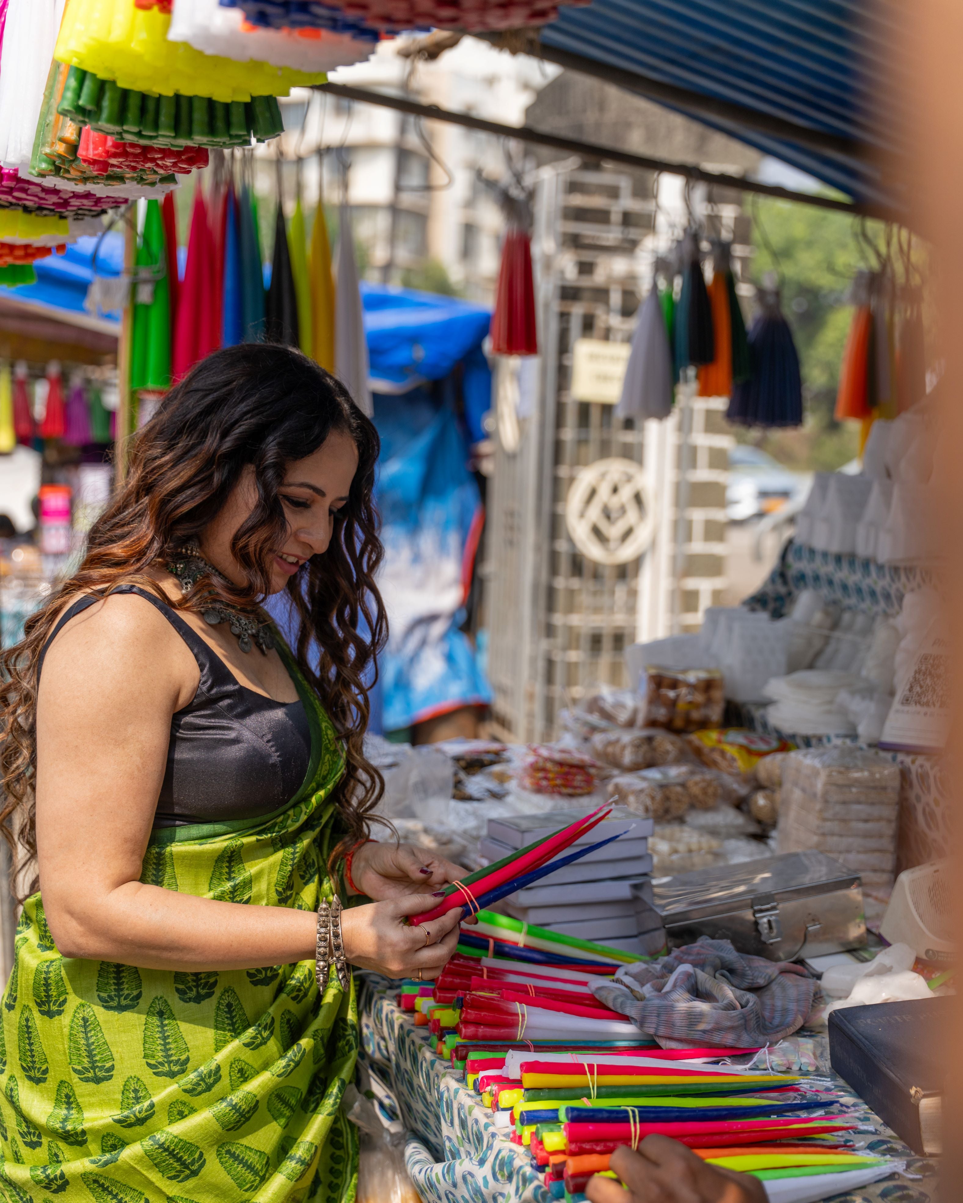 Emerald Leaf Block Print Pure Tussar Saree