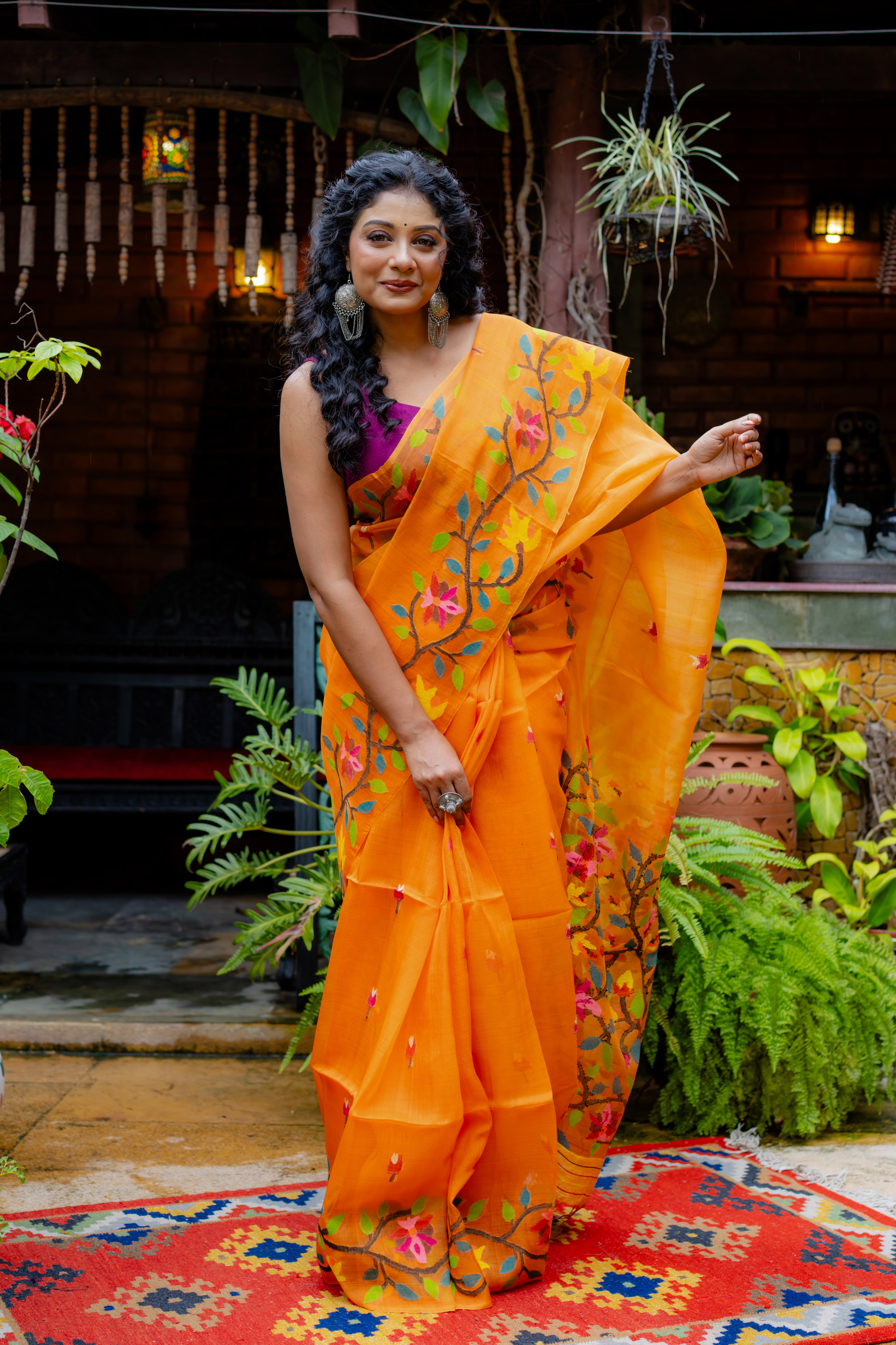 Mandarin Bloom: The Vibrant Art of Sheer Silk