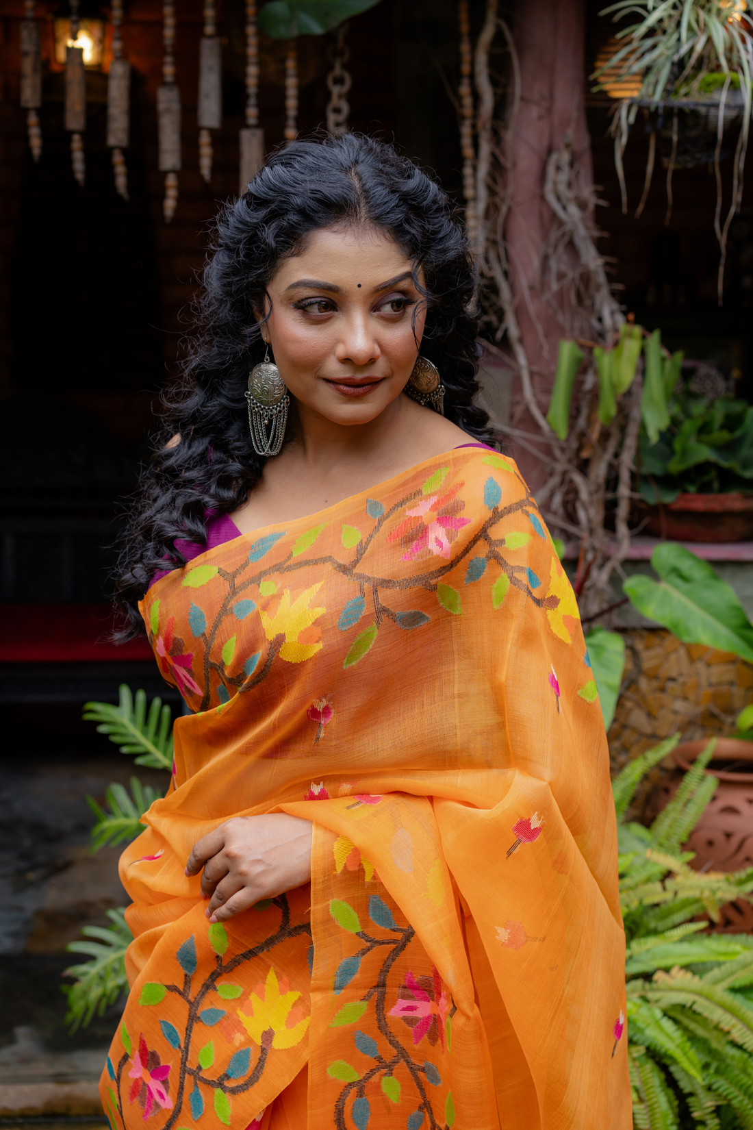 Mandarin Bloom: The Vibrant Art of Sheer Silk