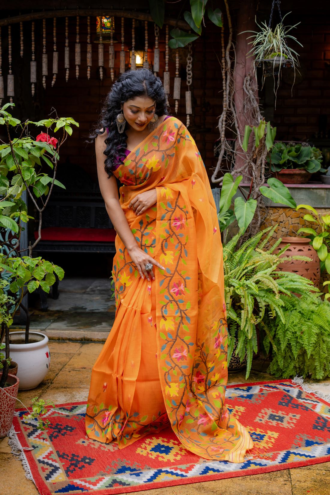 Mandarin Bloom: The Vibrant Art of Sheer Silk