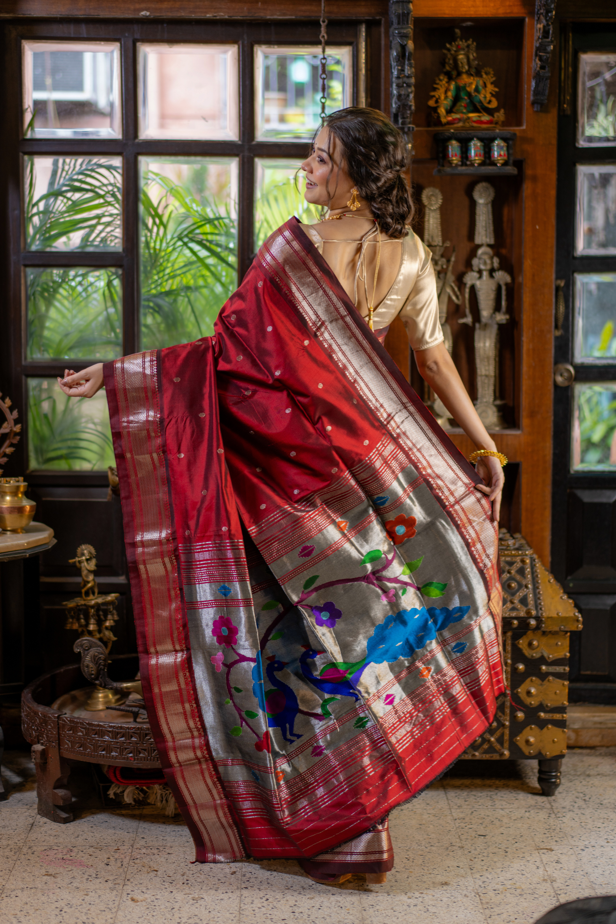 Ruby Peacock Paithani: A Masterpiece of Royal Weaving