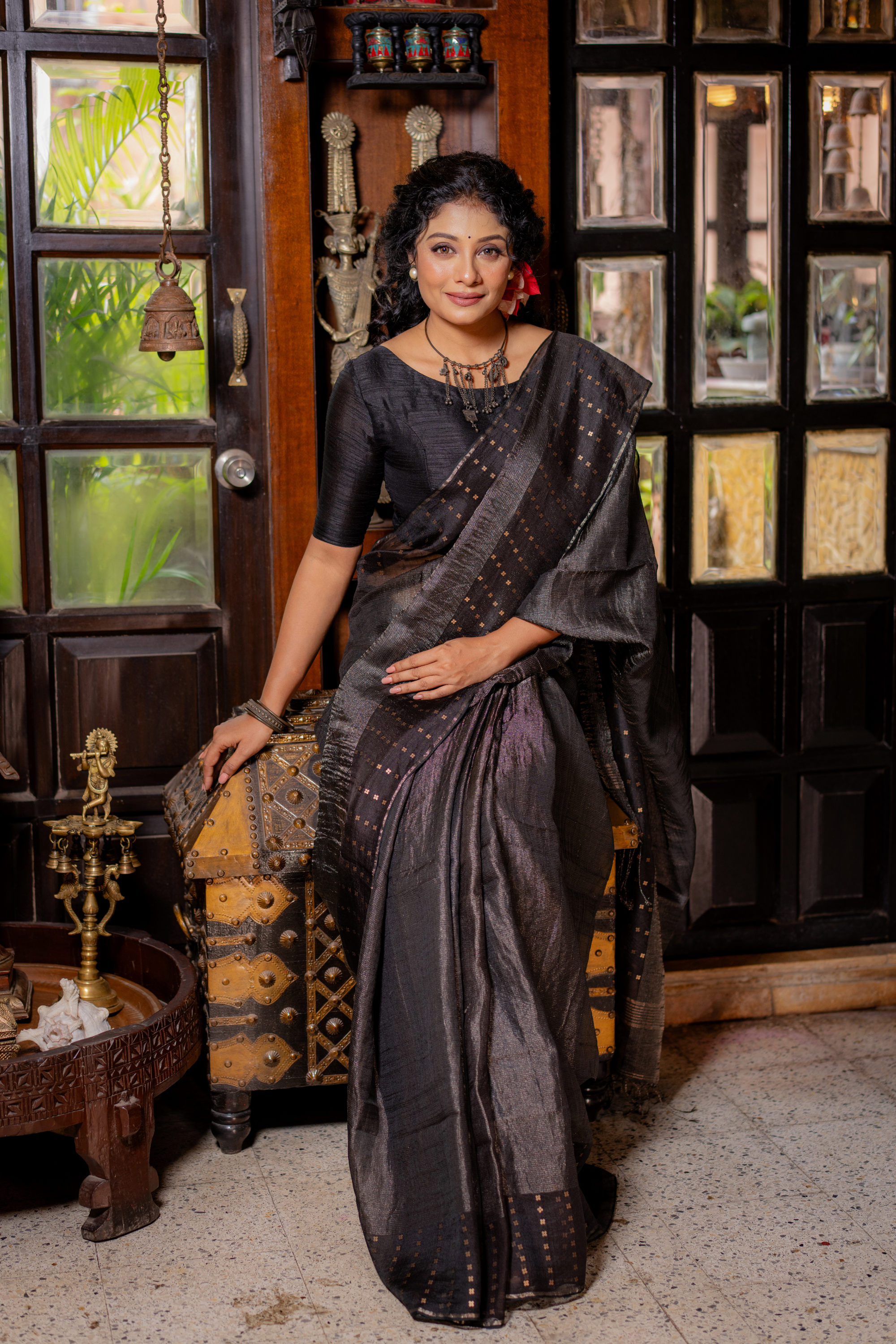 Black Opulence: The Subtle Shimmer of Sheer Evening Silk