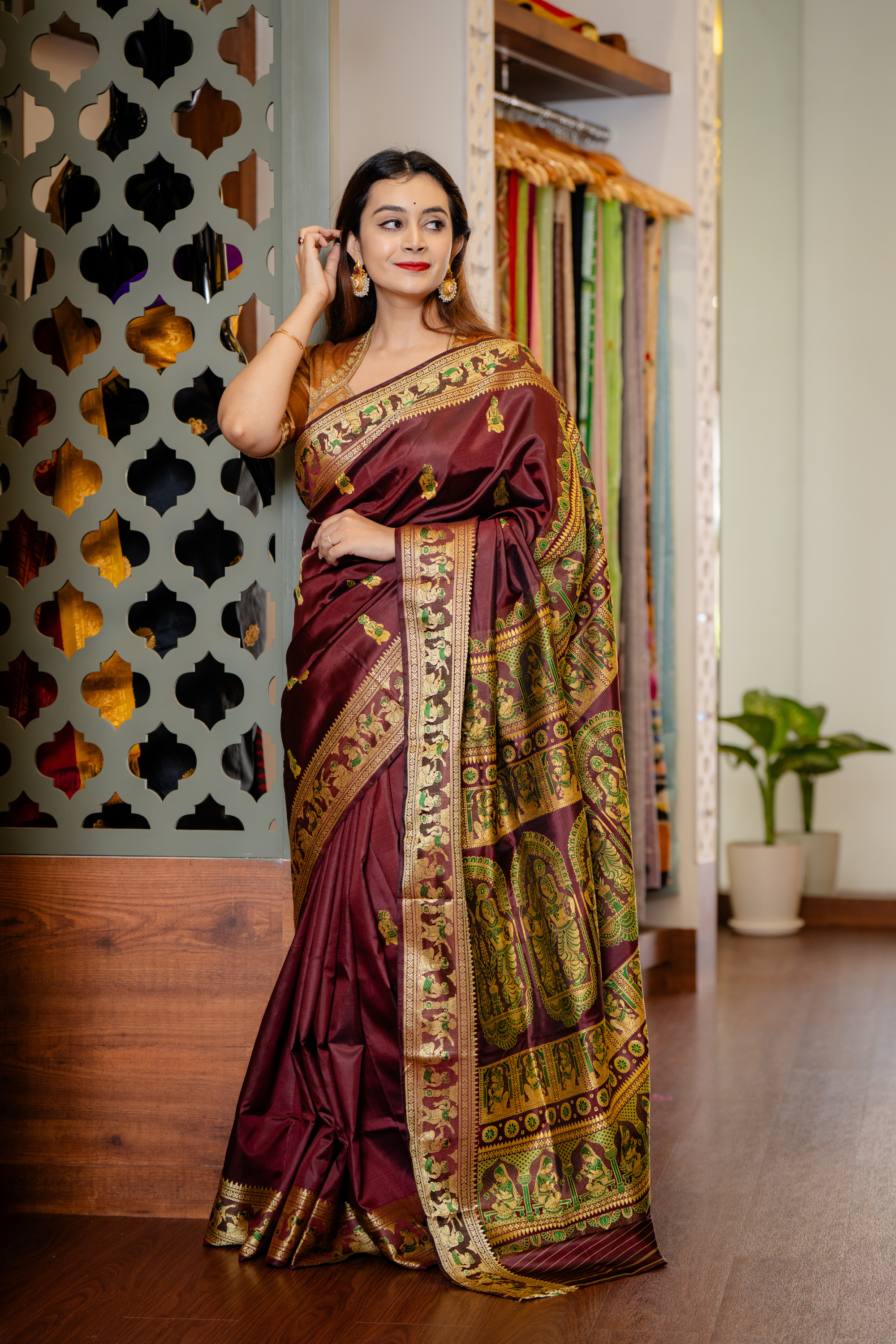 Heirloom Maroon Silk: A Story Woven in Six Yards