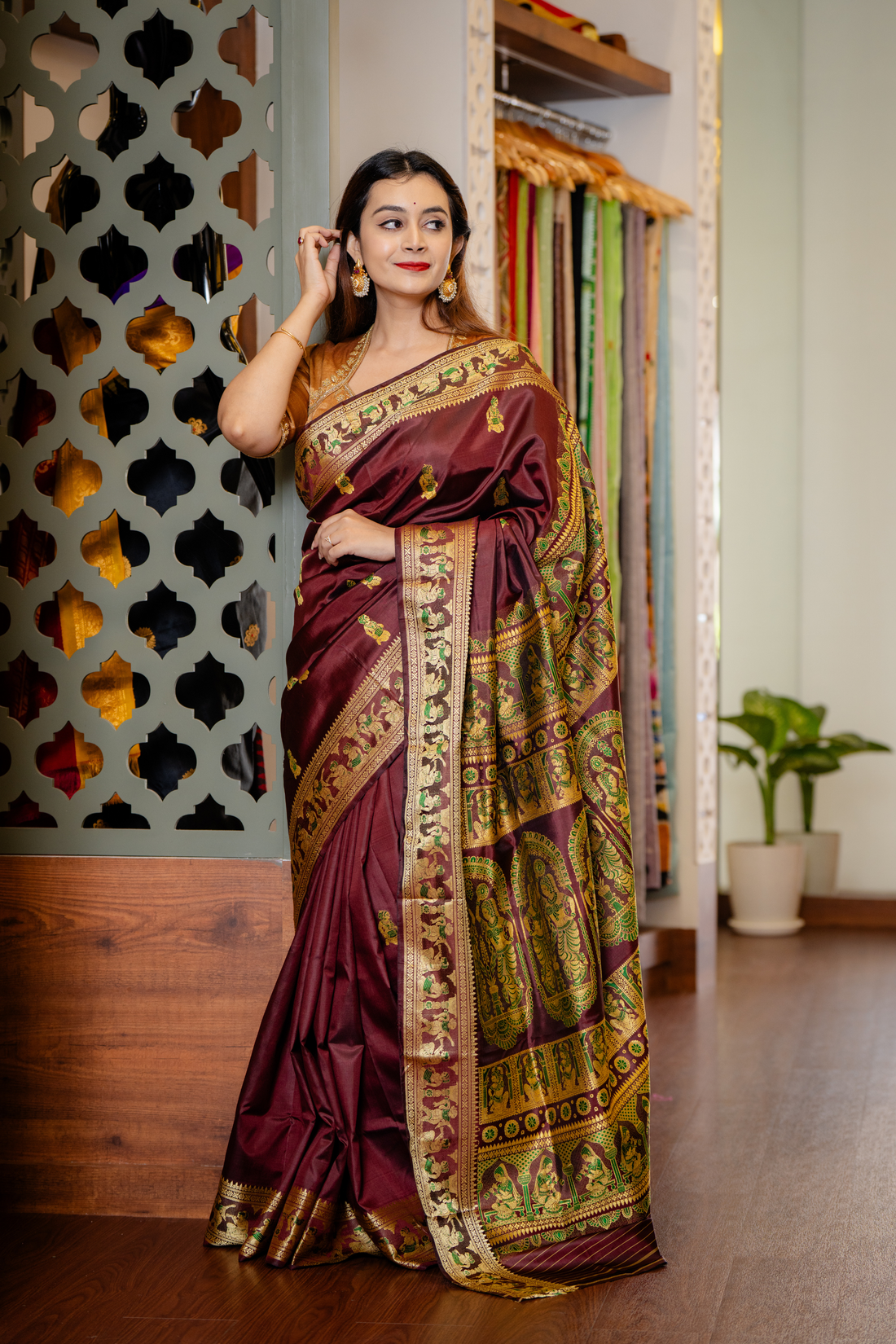 Heirloom Maroon Silk: A Story Woven in Six Yards