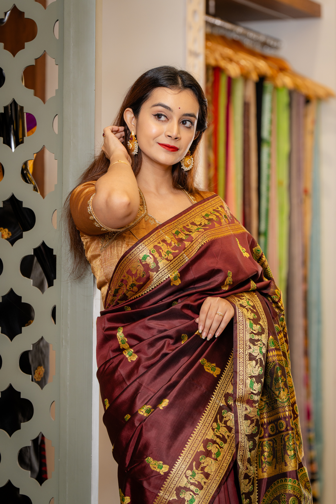 Heirloom Maroon Silk: A Story Woven in Six Yards