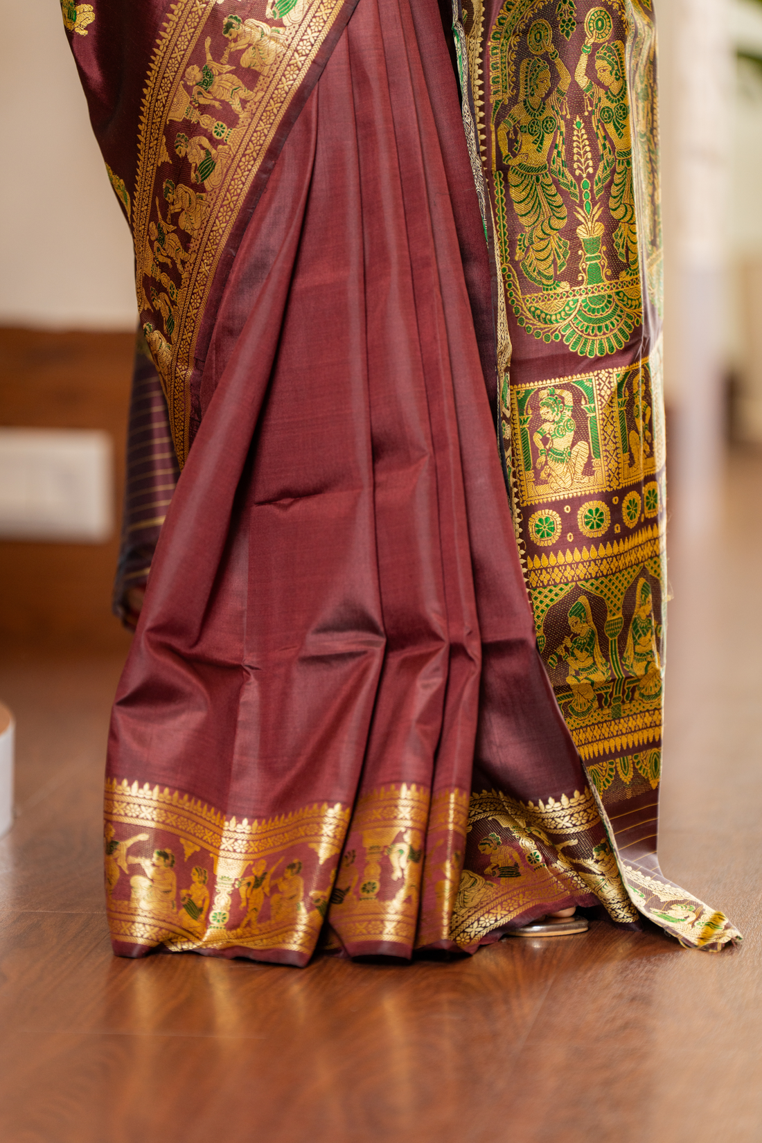 Heirloom Maroon Silk: A Story Woven in Six Yards