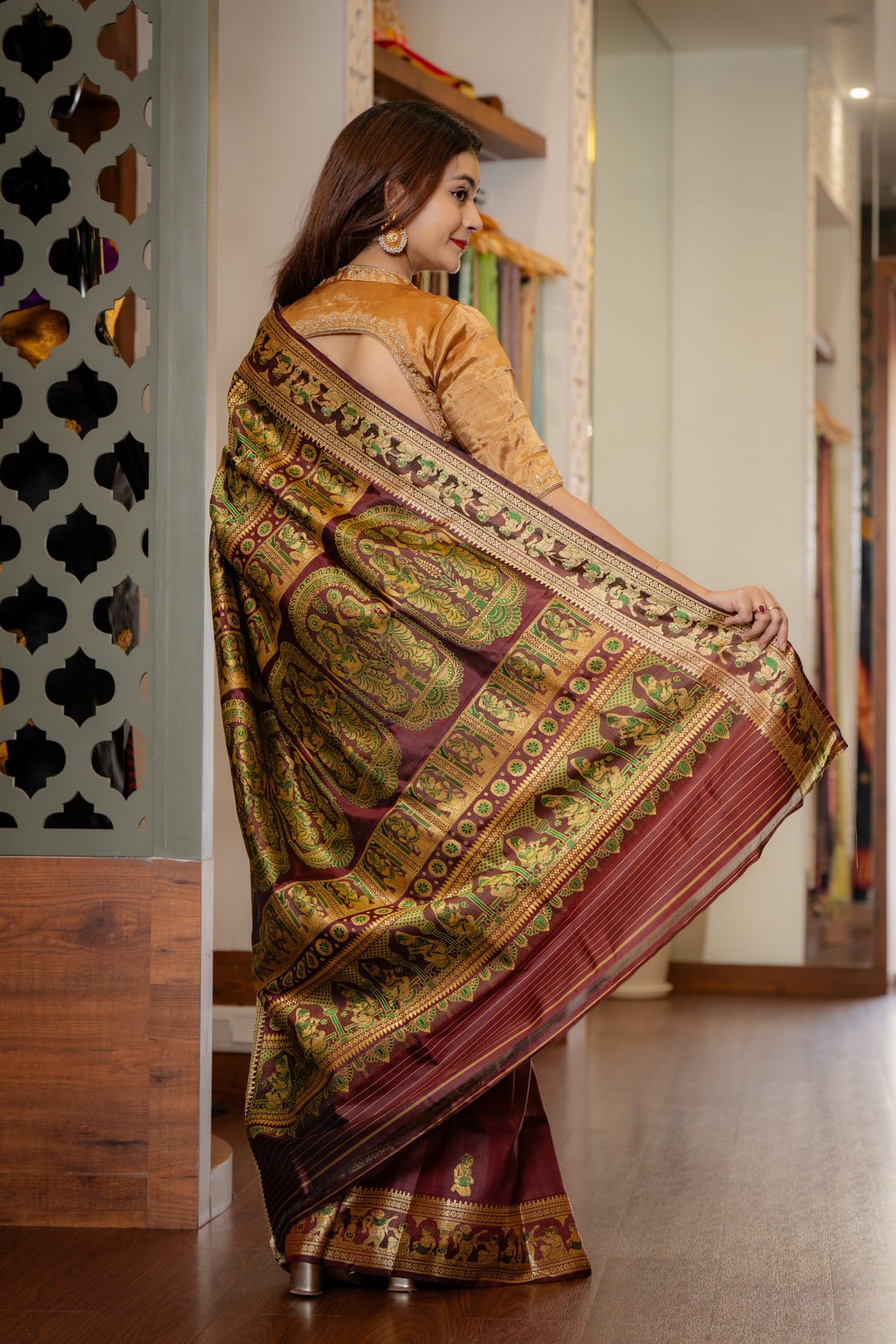 Heirloom Maroon Silk: A Story Woven in Six Yards