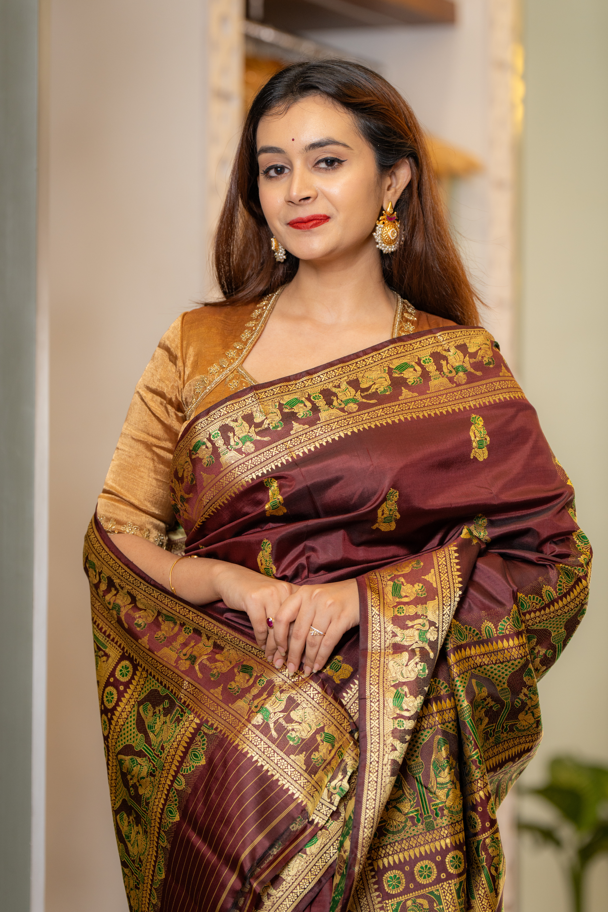 Heirloom Maroon Silk: A Story Woven in Six Yards