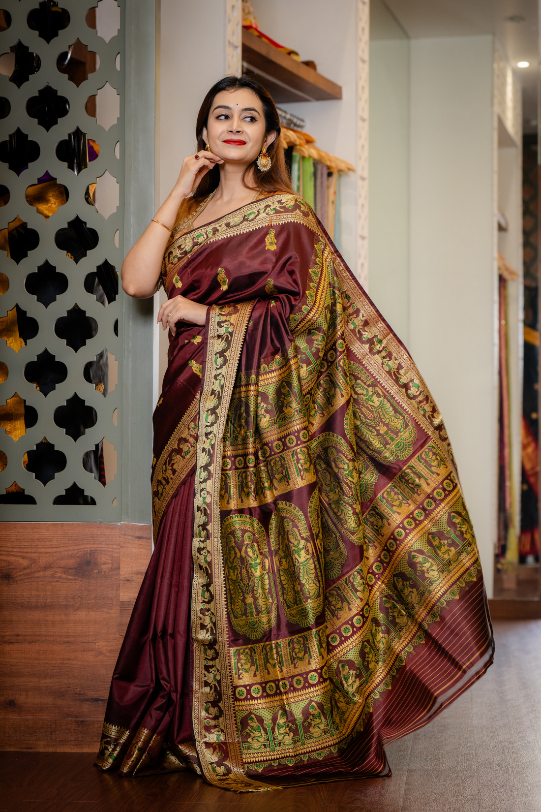 Heirloom Maroon Silk: A Story Woven in Six Yards