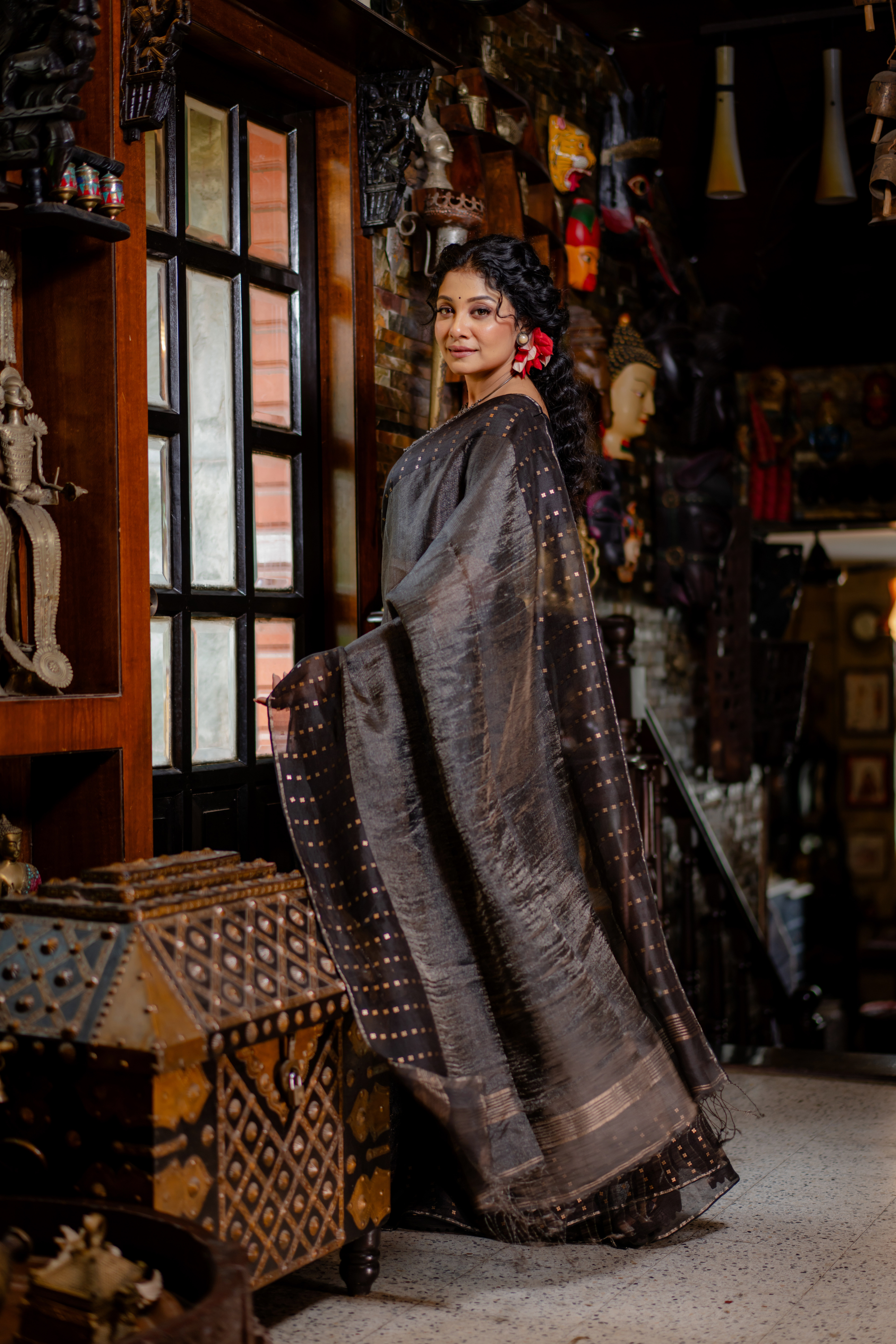 Black Opulence: The Subtle Shimmer of Sheer Evening Silk