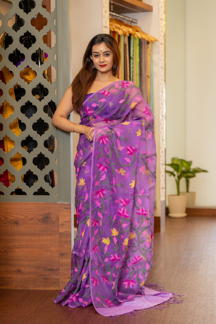 Violet Meadow: The Airy Grace of Sheer Woven Florals