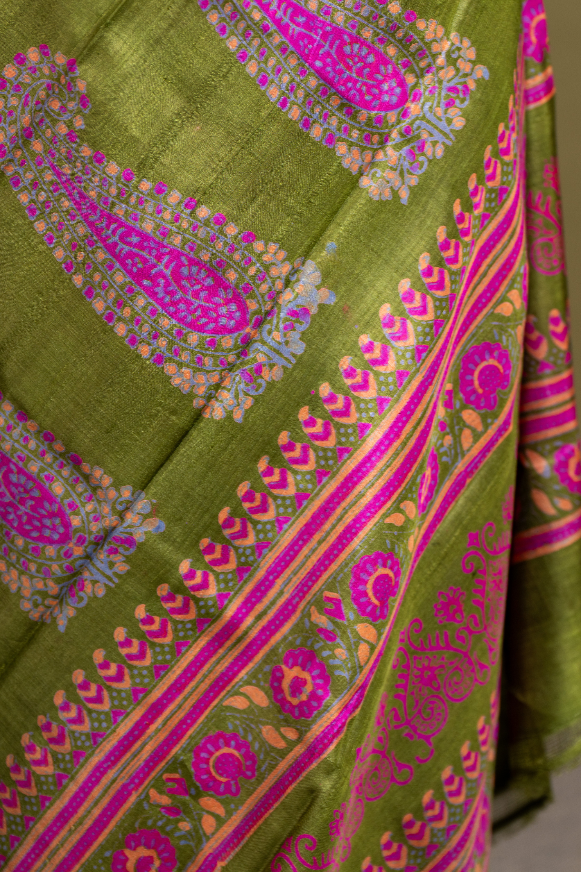 Olive Orchid Silk Saree: A Dance of Tradition in Jewel Tones