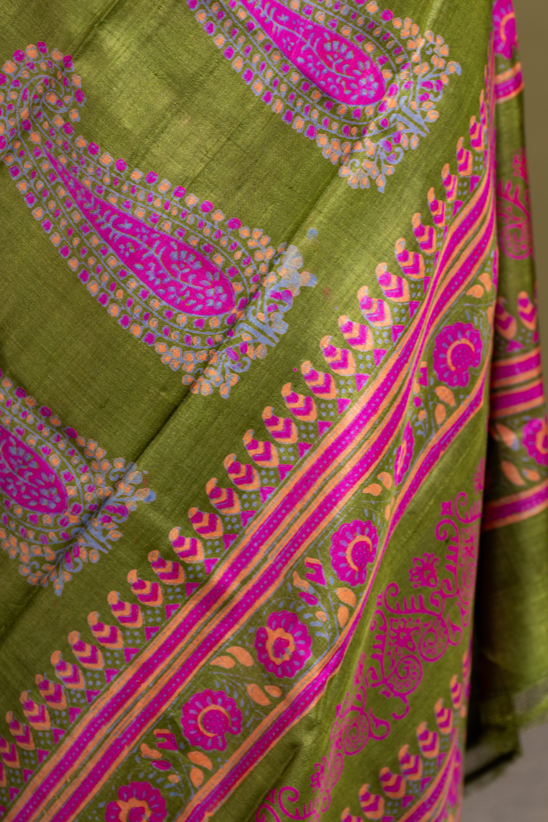 Olive Orchid Silk Saree: A Dance of Tradition in Jewel Tones