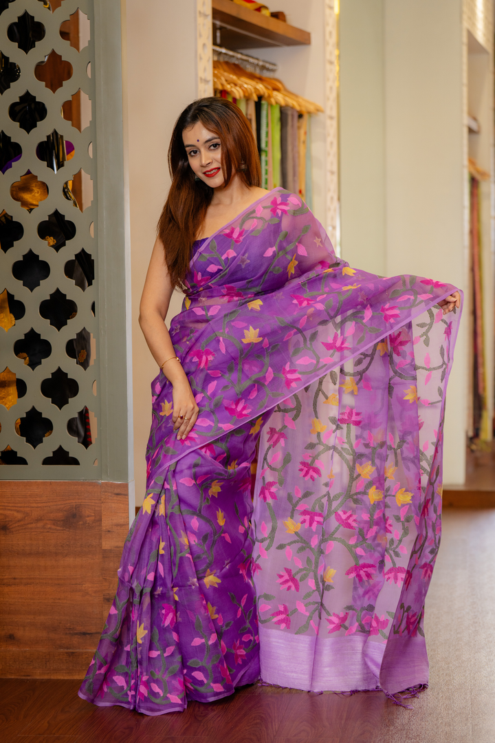 Violet Meadow: The Airy Grace of Sheer Woven Florals