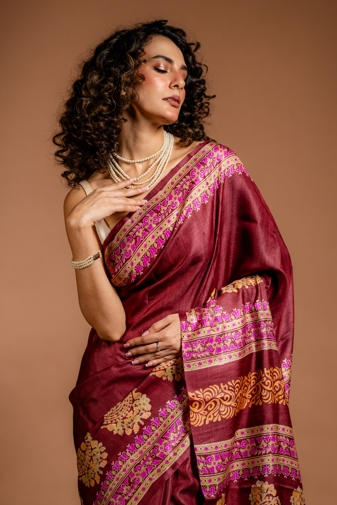 Mahogany Dreams: The Earthy Elegance of Tussar Silk