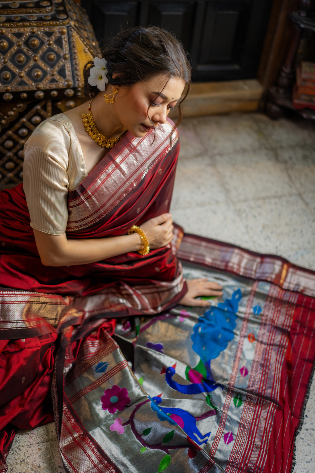 Ruby Peacock Paithani: A Masterpiece of Royal Weaving
