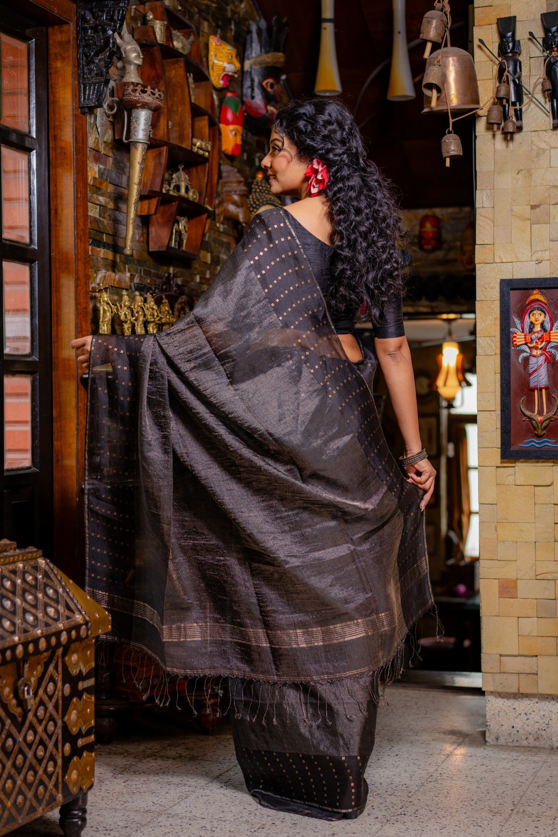 Black Opulence: The Subtle Shimmer of Sheer Evening Silk