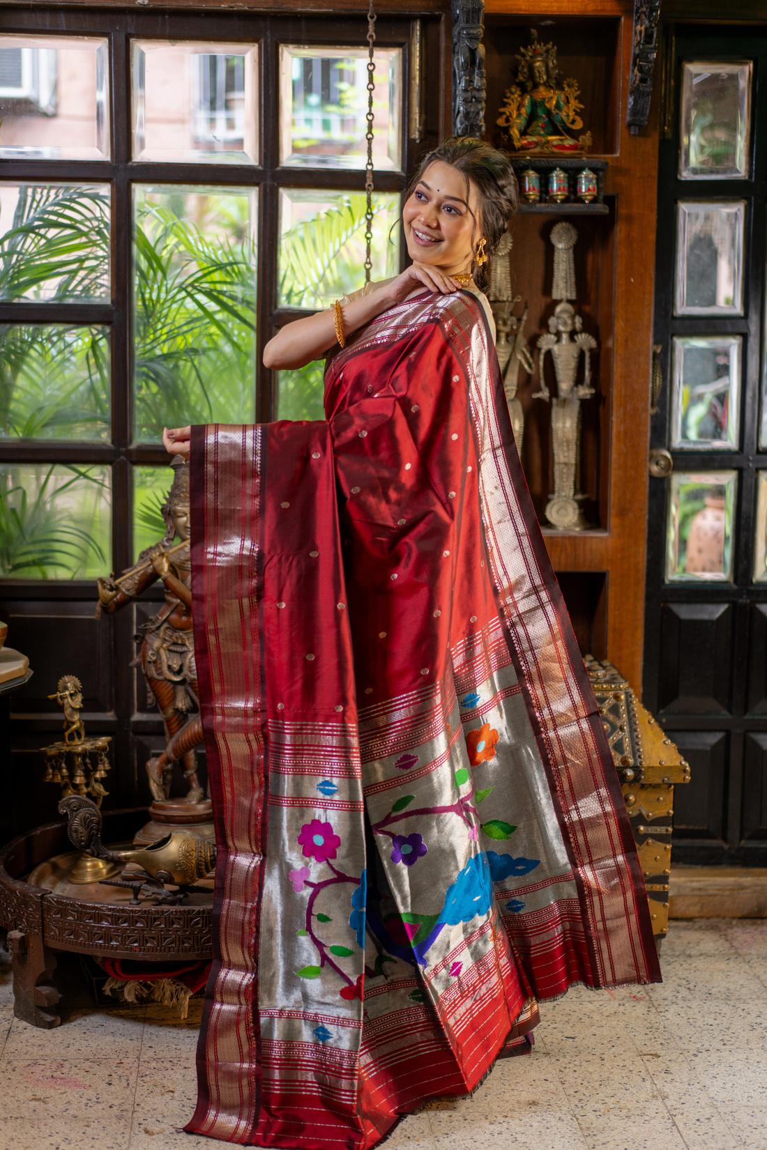 Ruby Peacock Paithani: A Masterpiece of Royal Weaving