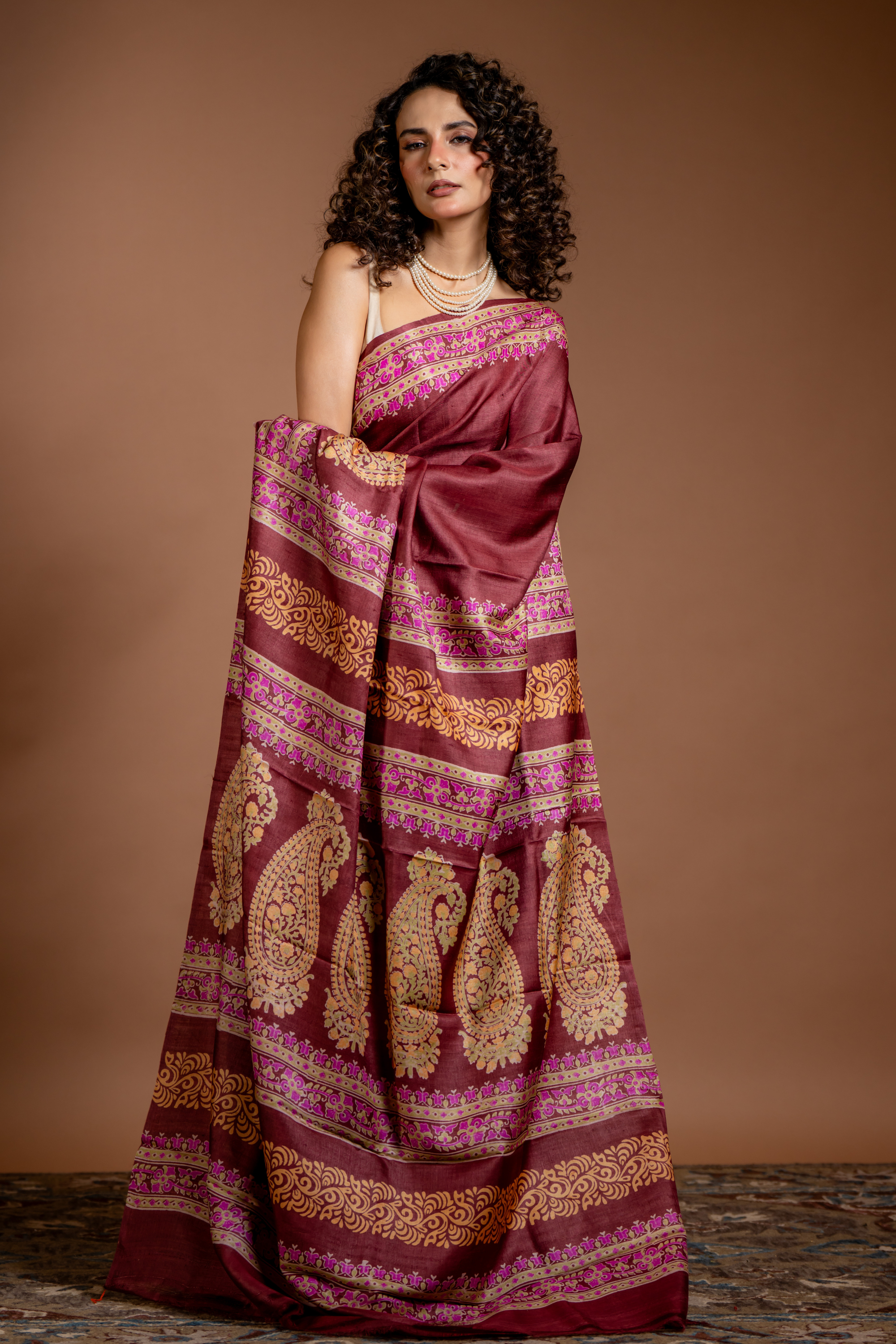 Mahogany Dreams: The Earthy Elegance of Tussar Silk