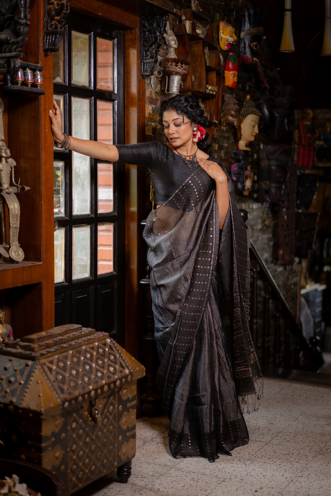 Black Opulence: The Subtle Shimmer of Sheer Evening Silk