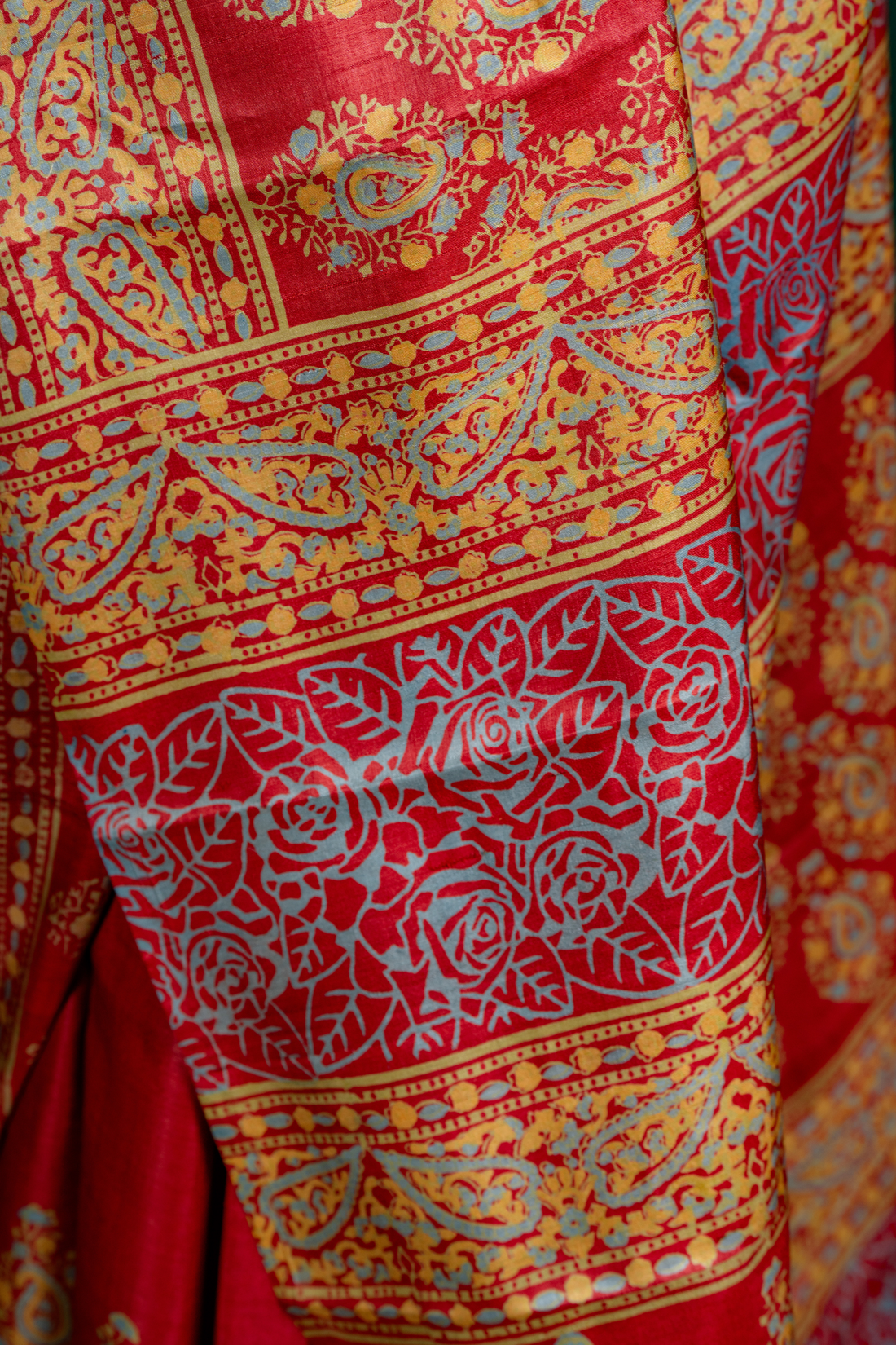 Crimson Heritage Tussar Saree: A Regal Tapestry of Tradition