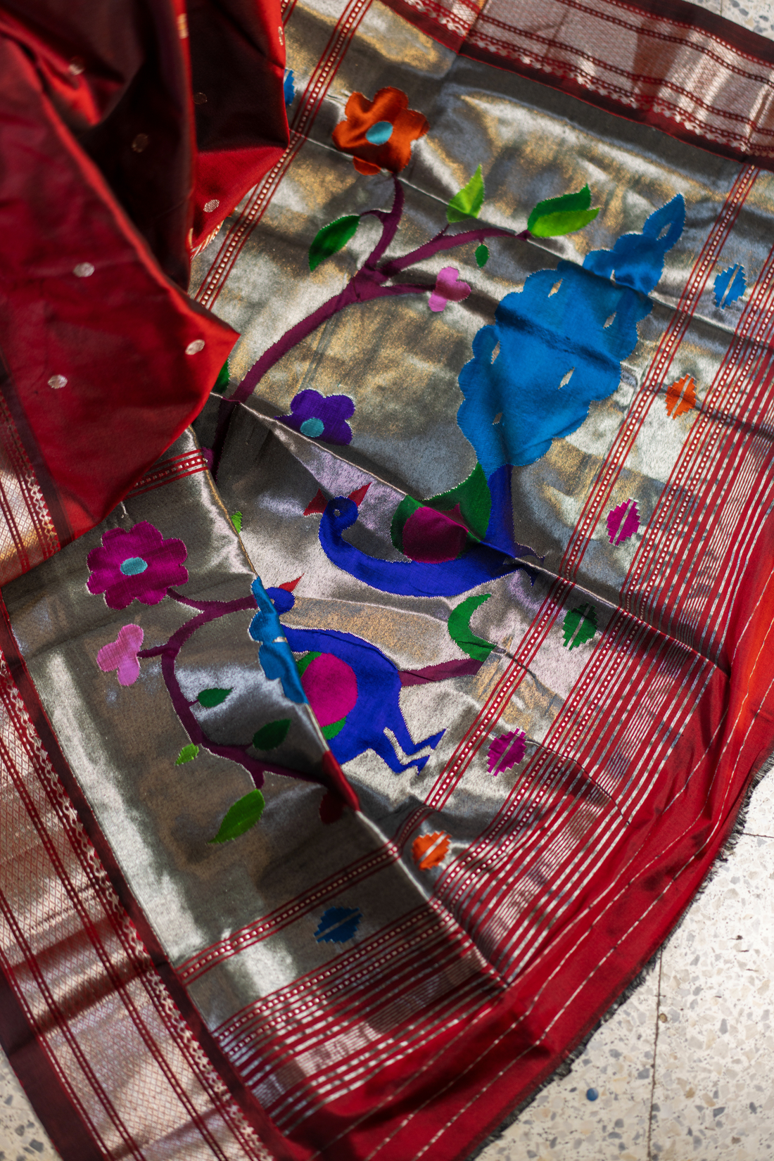 Ruby Peacock Paithani: A Masterpiece of Royal Weaving