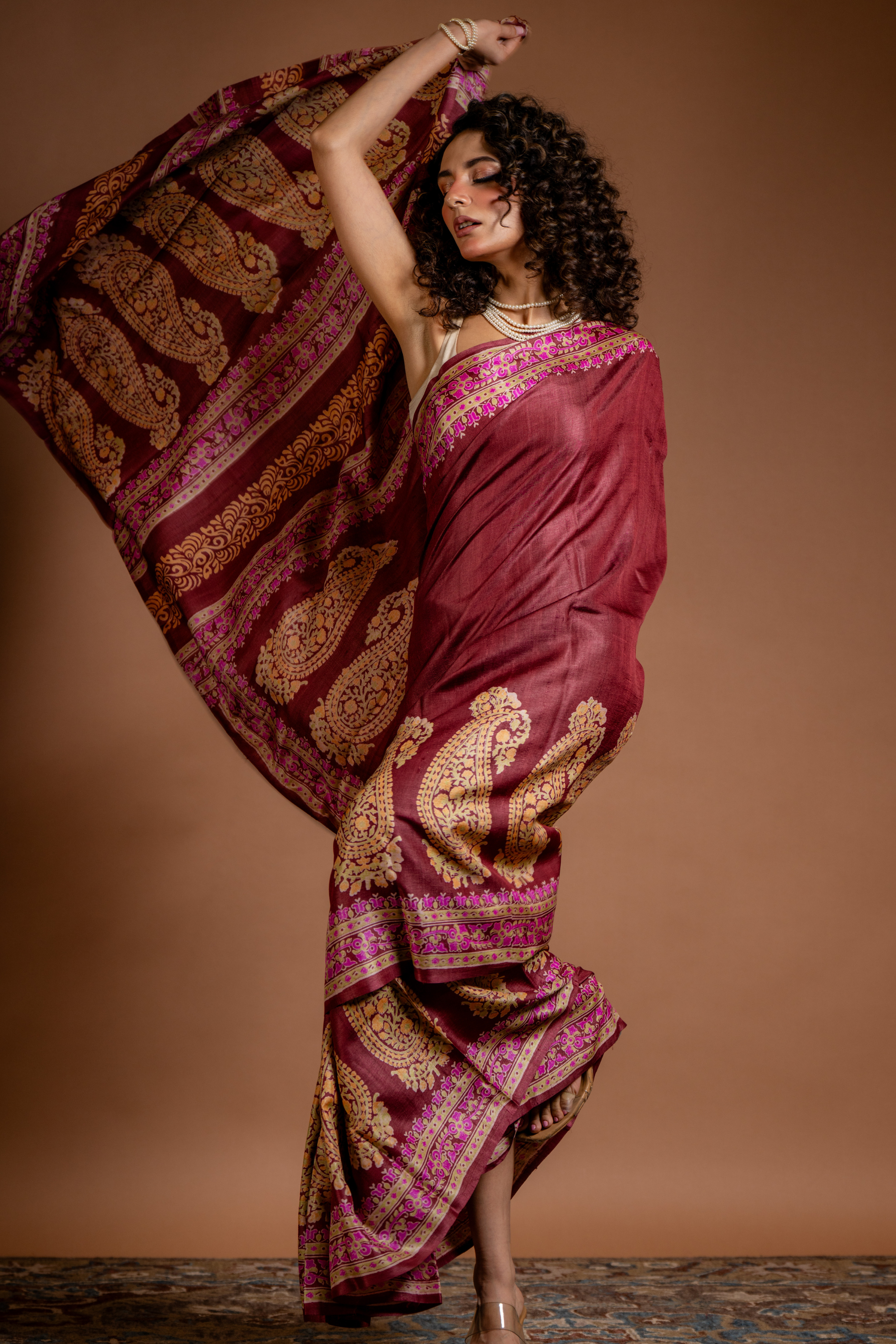 Mahogany Dreams: The Earthy Elegance of Tussar Silk