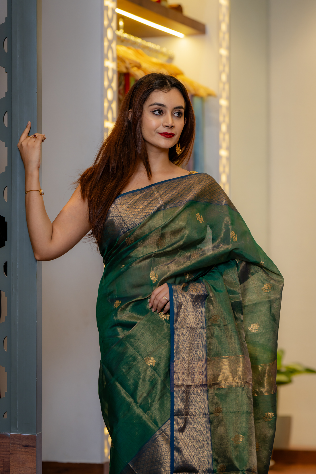 Emerald Royale: The Grandeur of Pure Silk Brocade