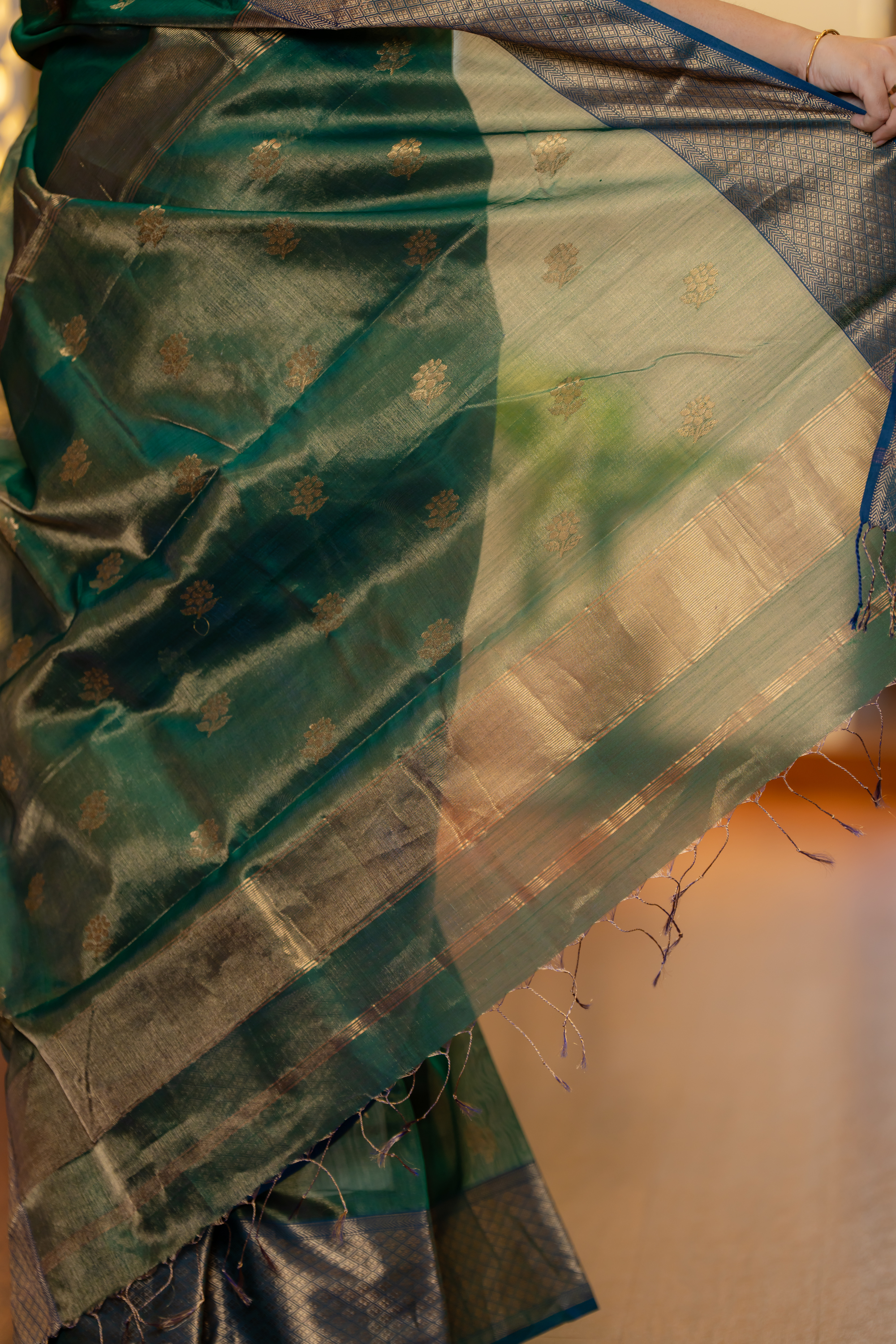 Emerald Royale: The Grandeur of Pure Silk Brocade